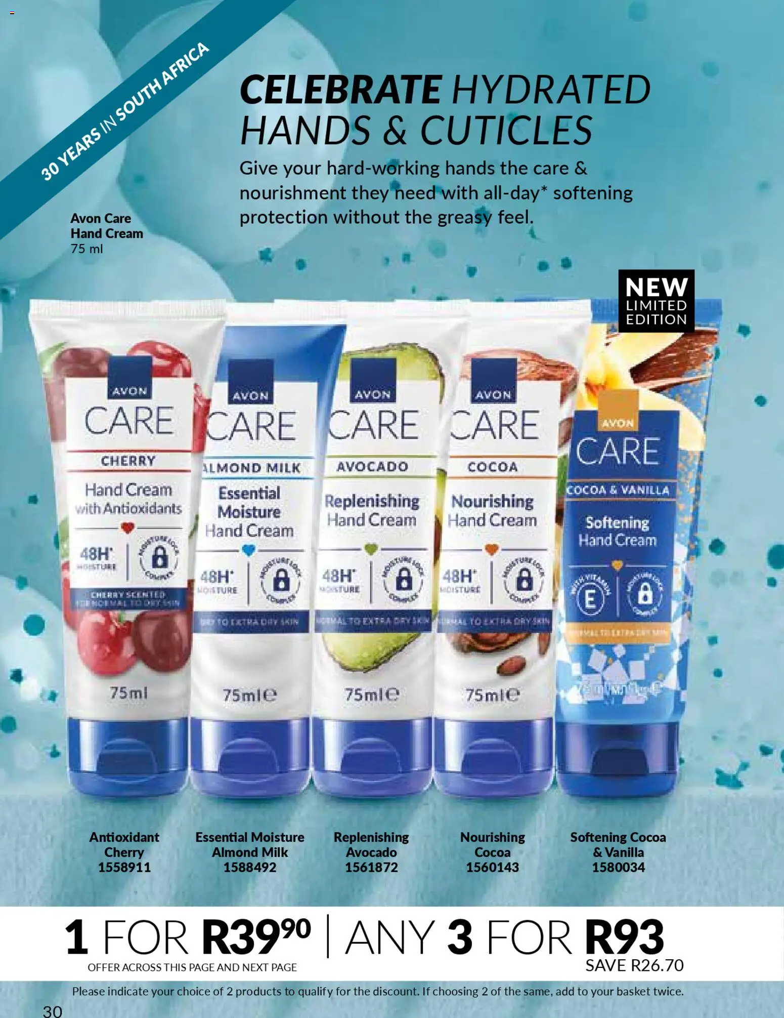 New Avon catalogue – valid from 01.01.2026 | Page: 30 | Products: Basket, Milk, Cream, Hand cream