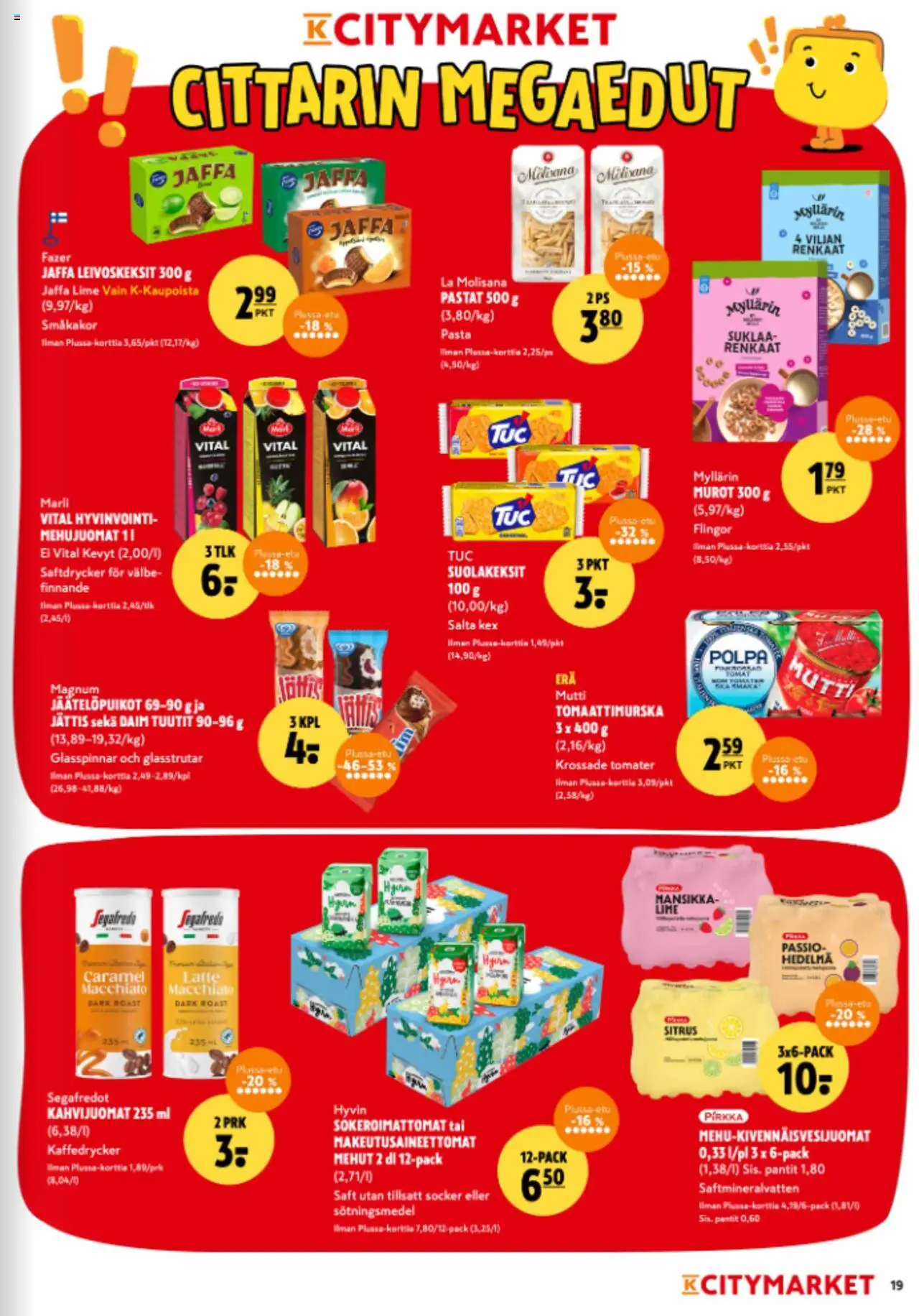 K-Citymarket tarjoukset – voimassa 11.09.2025 alkaen | Sivu: 19 | Tuotteet: Murot, Pasta