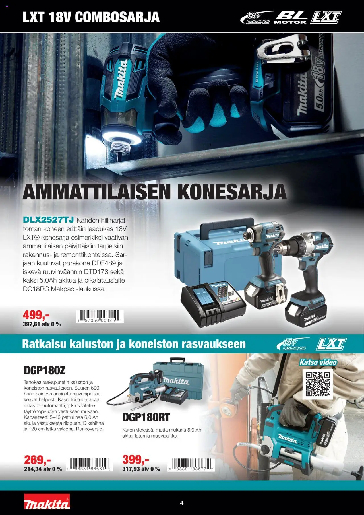 Makita tarjoukset – voimassa 01.10.2025 alkaen | Sivu: 4 | Tuotteet: Letku, Video, Laturi