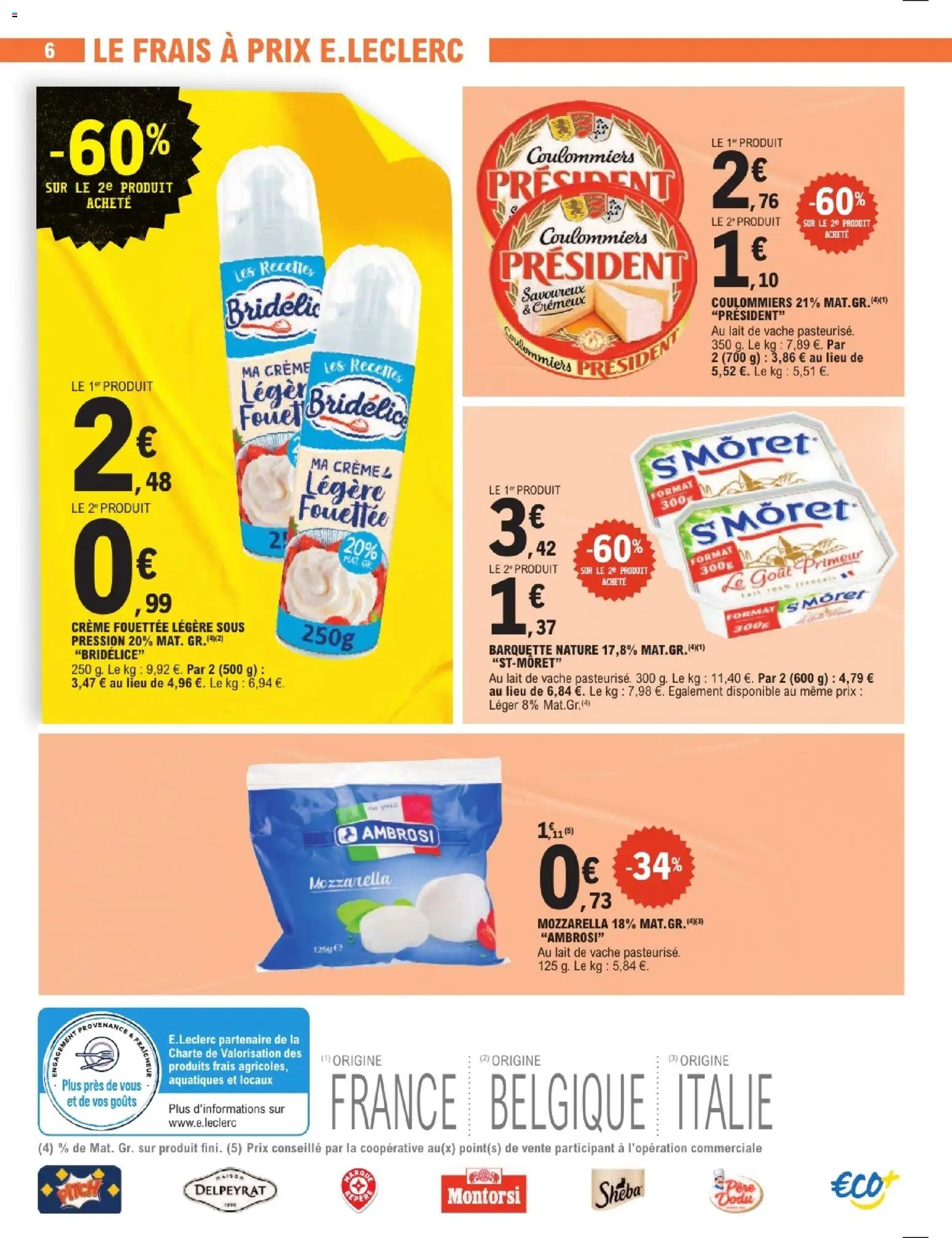 {H1} | Page: 6 | Produits: Mozzarella, Lait, Crème fouettée, Crème