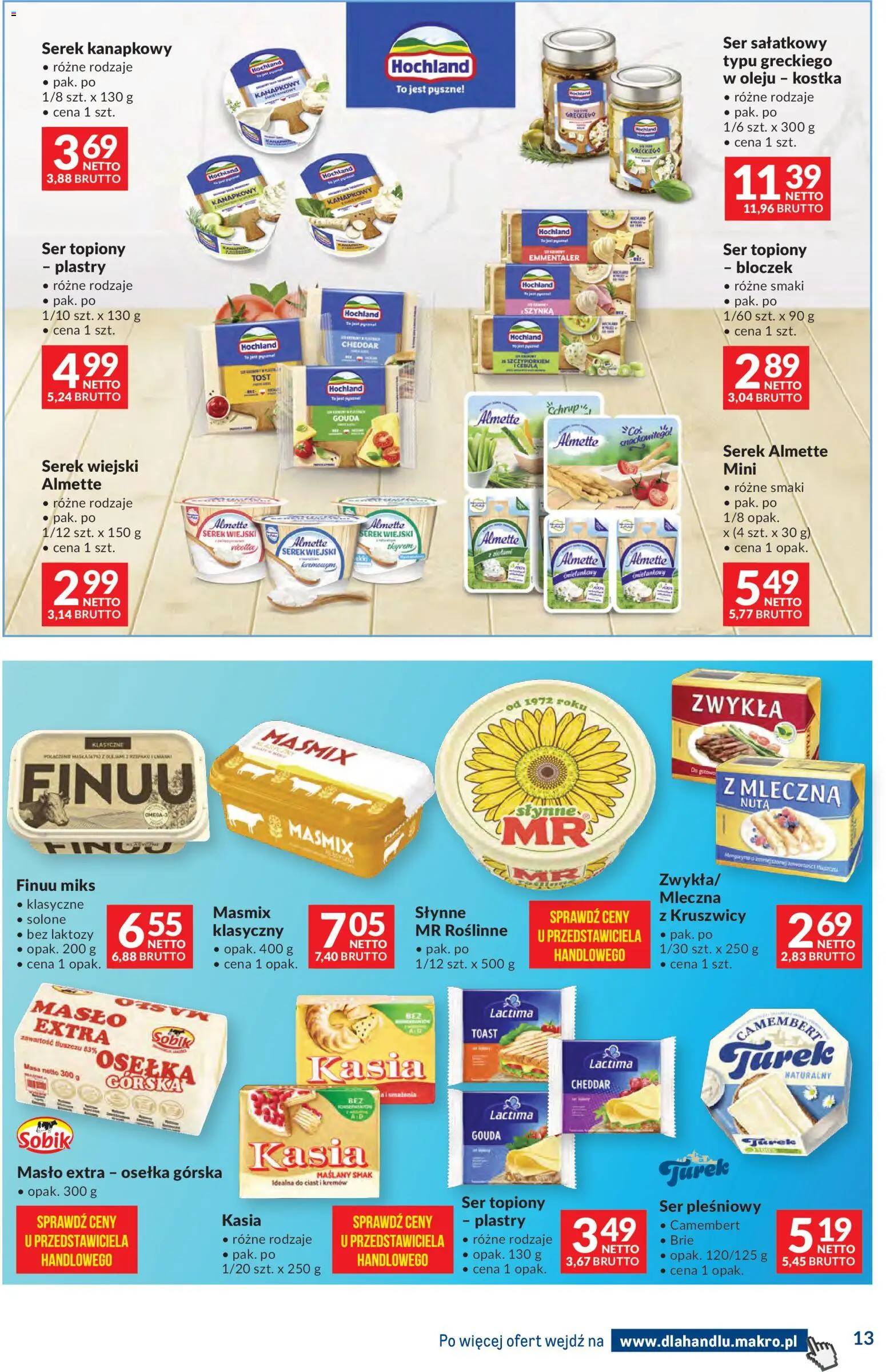 Makro gazetka - Dystrybucja do sklepów od 28.04.2026 | Strona: 13 | Produkty: Serek kanapkowy, Szynka, Masło, Cheddar