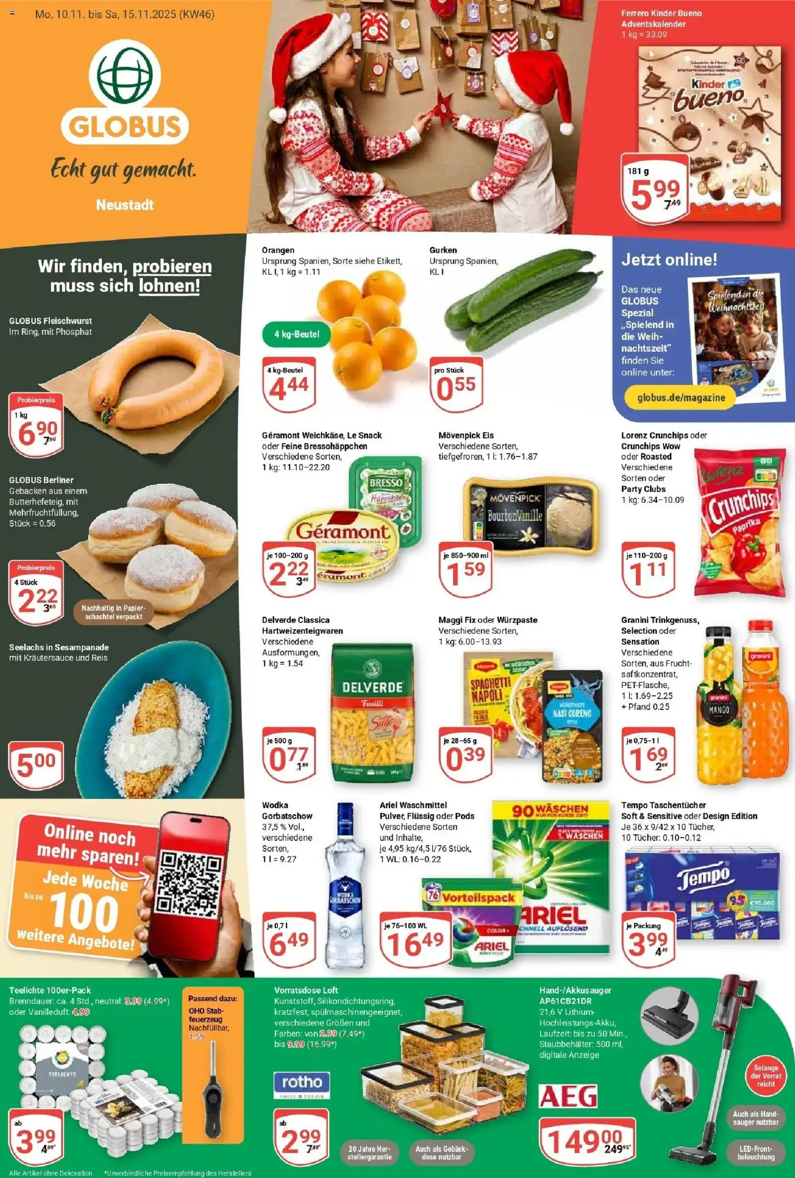 Globus prospekt Neustadt	 – gültig ab 10.11.2025 | Seite: 1 | Produkte: Maggi, Ariel, Orangen, Granini