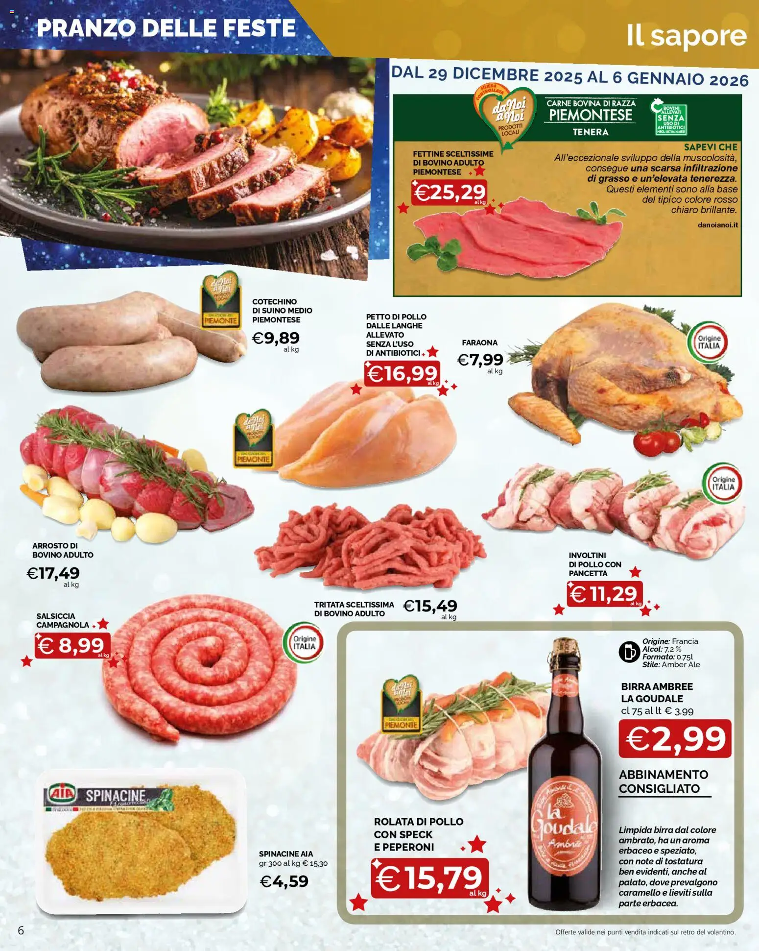 Volantino Mercatò del 29.12.2025 | Pagina: 6 | Prodotti: Bovino, Petto di Pollo, Pollo, Suino