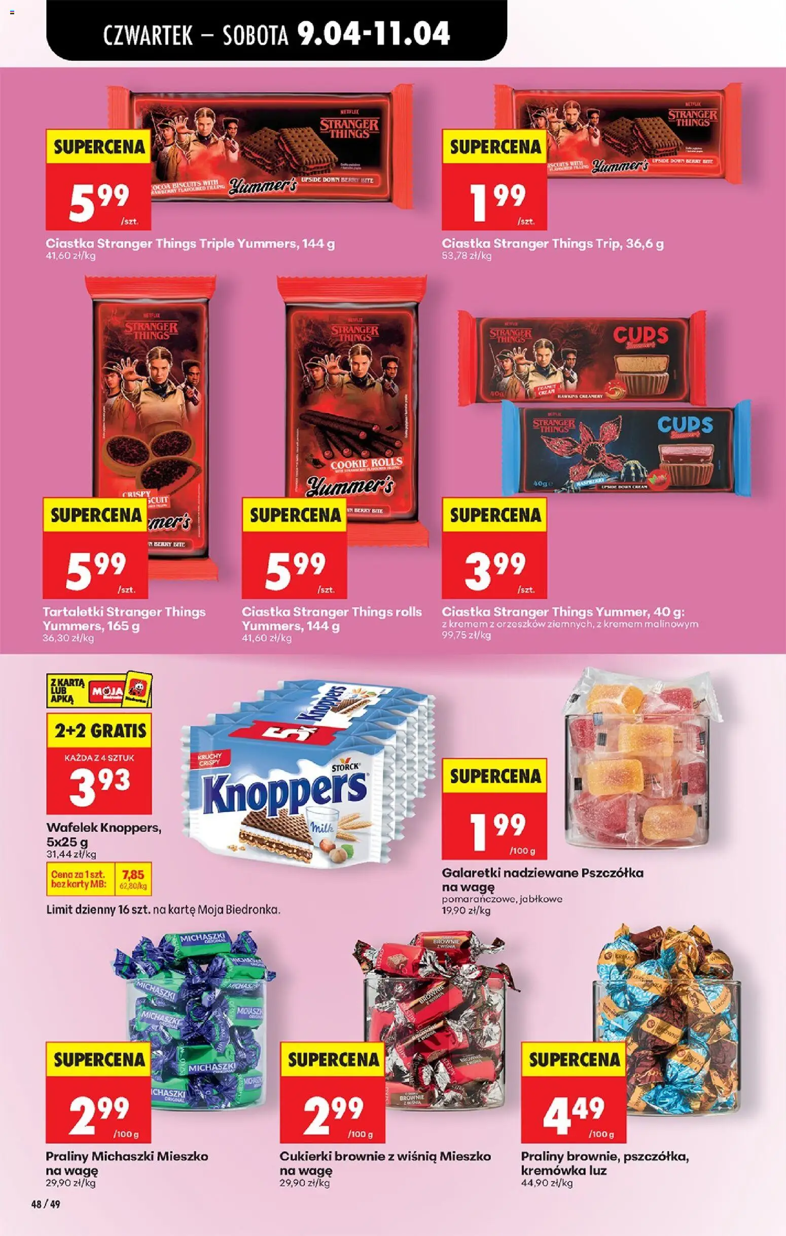 Biedronka gazetka od czwartku od 09.04.2026 | Strona: 68 | Produkty: Knoppers, Galaretki, Cukierki, Ciastka