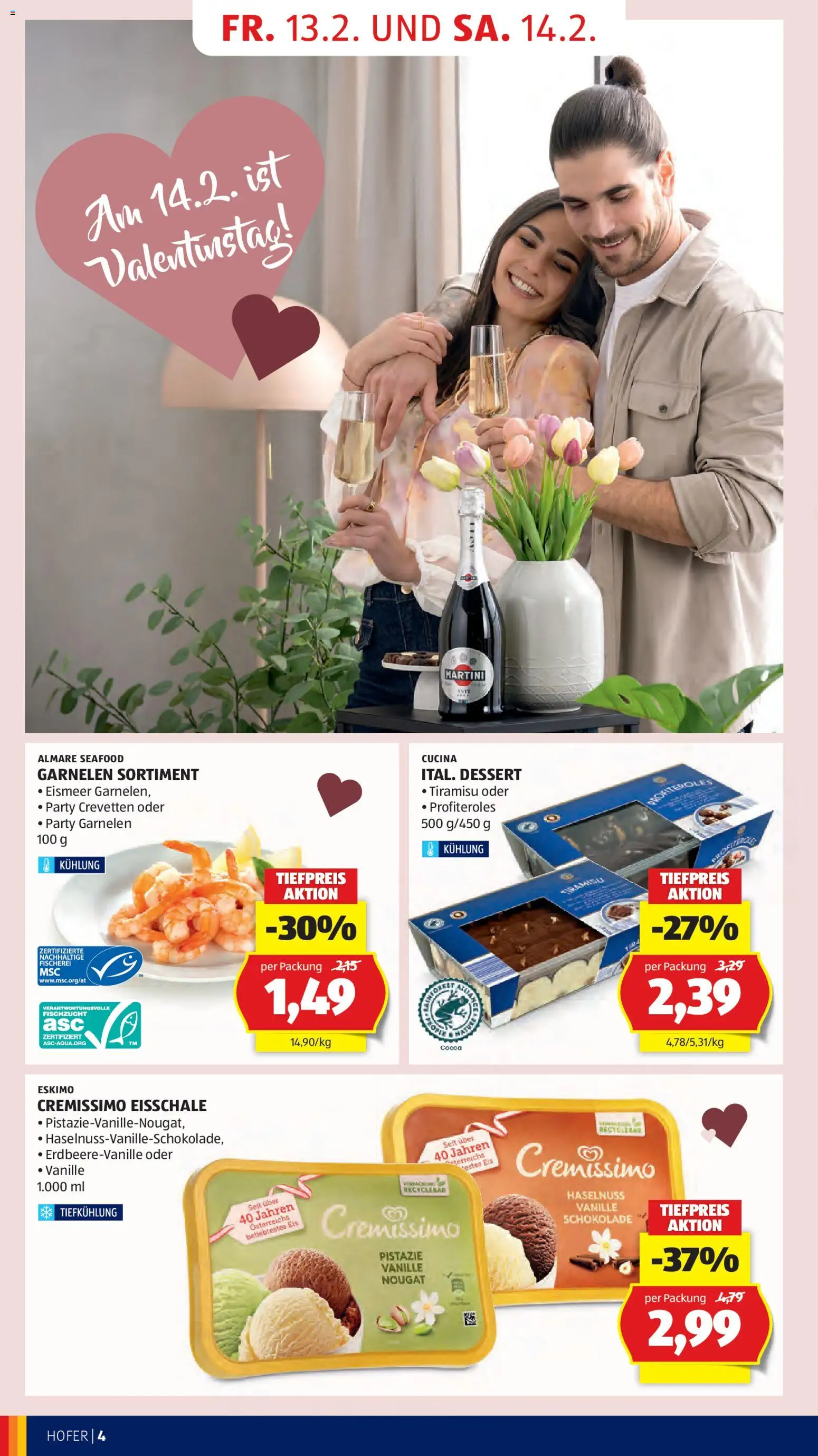 Hofer AT akciós ujság - amely érvényes a következő dátumtól: 13.02.2026 | Oldal: 6 | Termékek: Tiramisu, Profiteroles