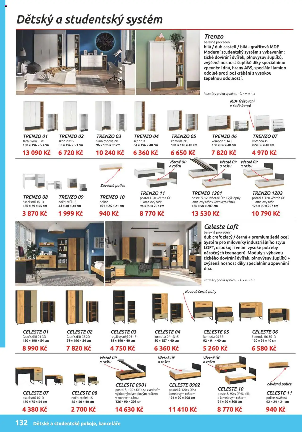 ORFA nábytek katalog 2024-2025 od 15.08.2024 | Strana: 132 | Produkty: Postel, Rošt, Stůl, Skříň