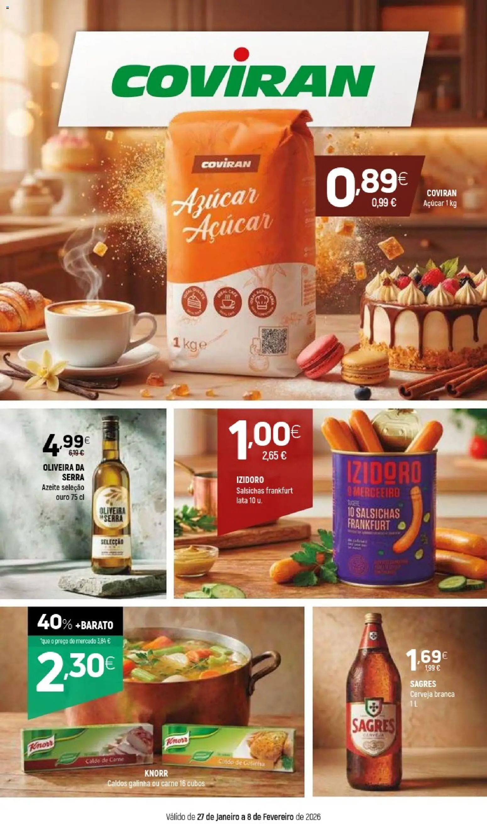 Coviran - folheto │ válido de 27.01.2026 | Página: 1 | Produtos: Azeite, Knorr, Cerveja, Carne