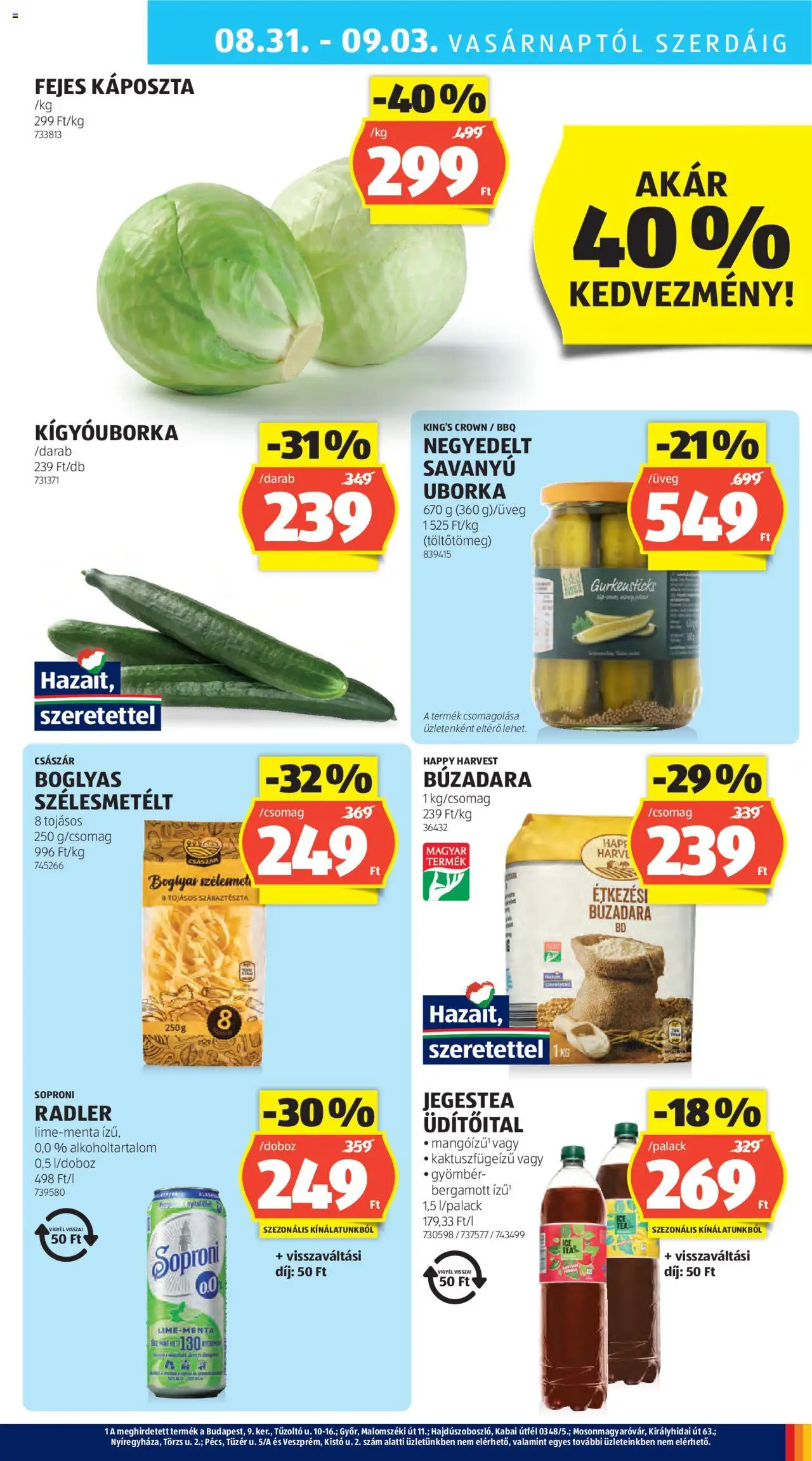 Aldi akciós ujság - amely érvényes a következő dátumtól: 28.08.2025 | Oldal: 27 | Termékek: Kígyóuborka, Radler, Ice tea, Száraztészta