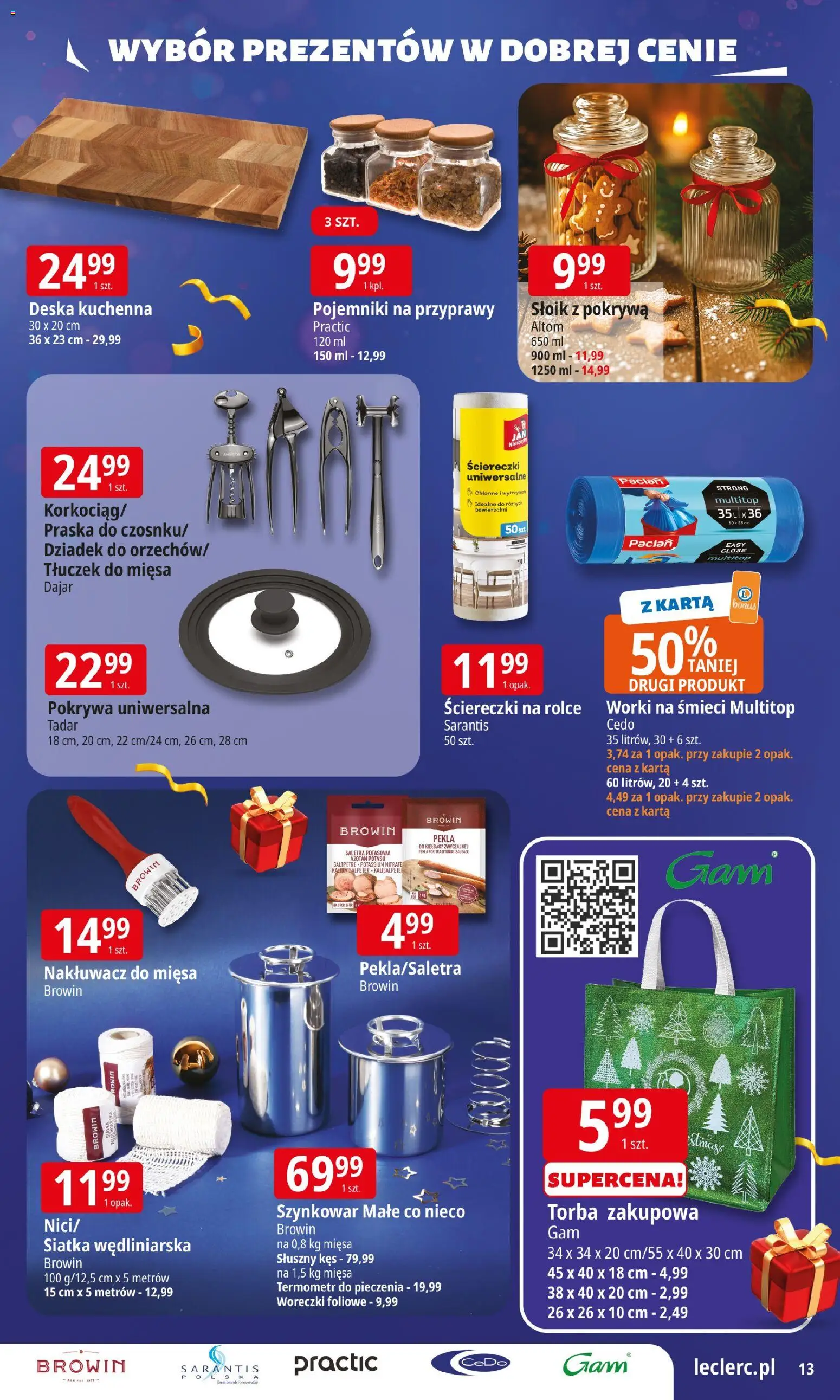 E.Leclerc Gazetka - Warszawa Bielany prezenty od 02.12.2025 | Strona: 13 | Produkty: Karta, Torba, Siatka, Saletra potasowa