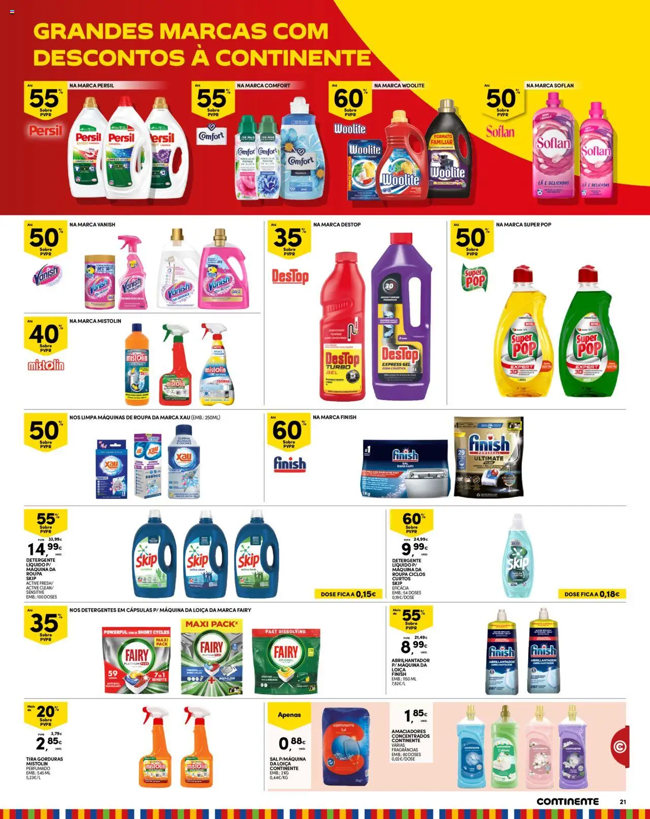 Continente - Madeira │ válido de 12.08.2025 | Página: 21 | Produtos: Abrilhantador, Detergente, Sal, Soda