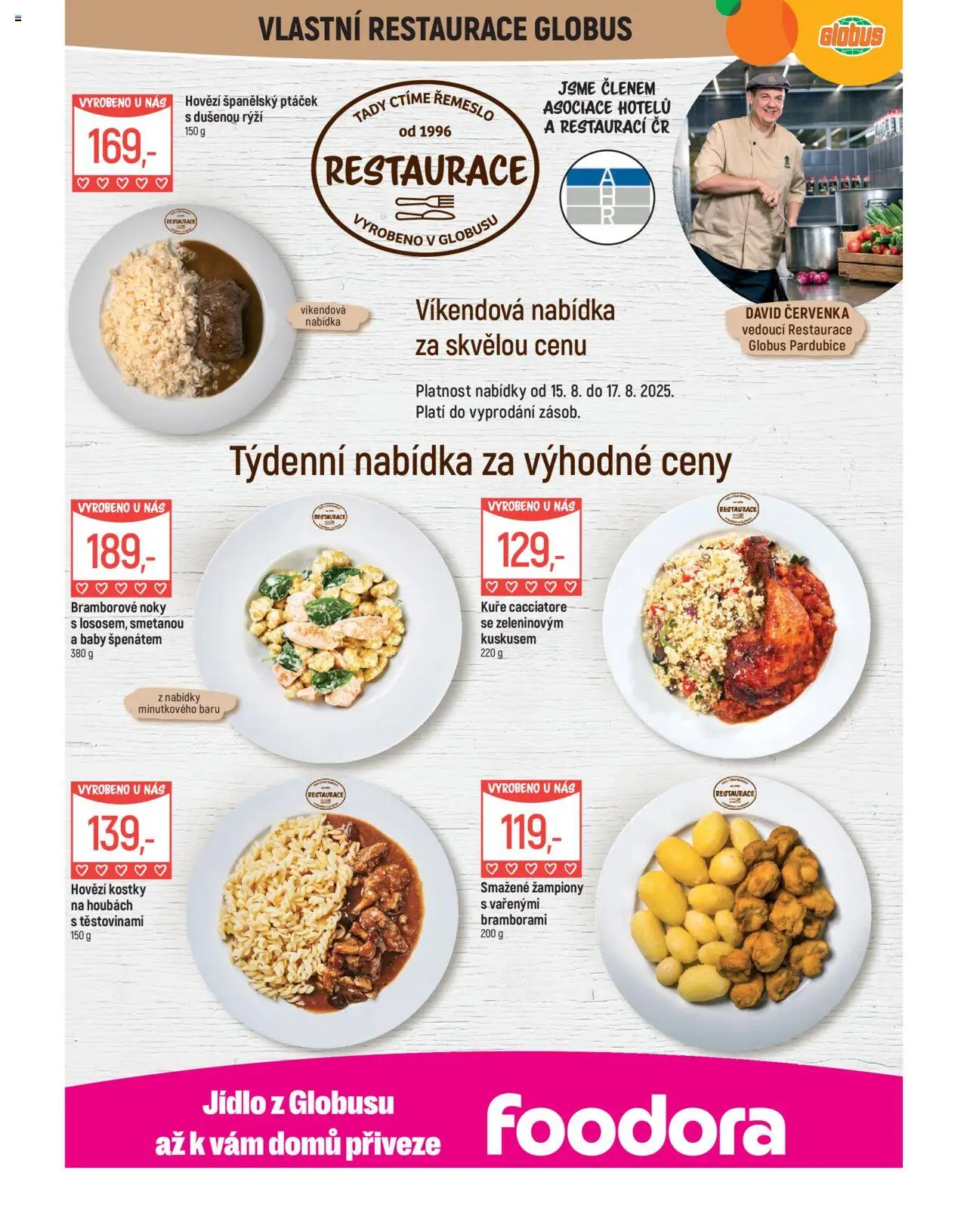 Globus leták - Pardubice od 13.08.2025 | Strana: 8 | Produkty: Žampiony, Hovězí, Globus, Kostky