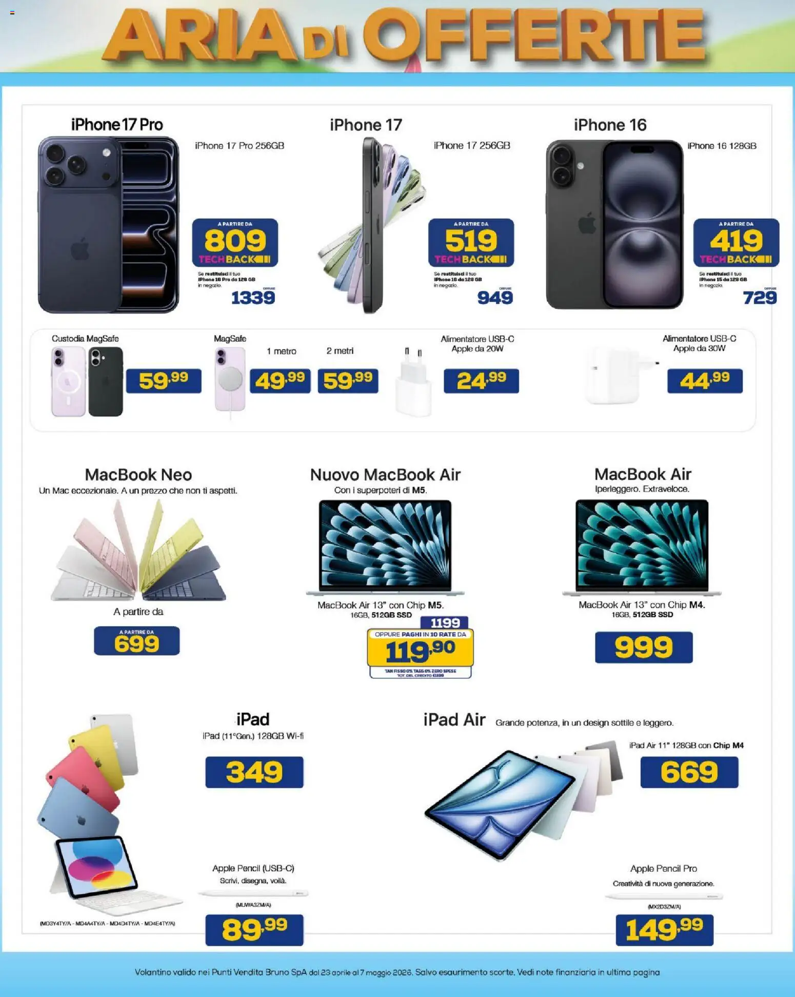 Volantino BRUNO del 23.04.2026 | Pagina: 13 | Prodotti: Macbook air, Iphone, Ipad, Macbook