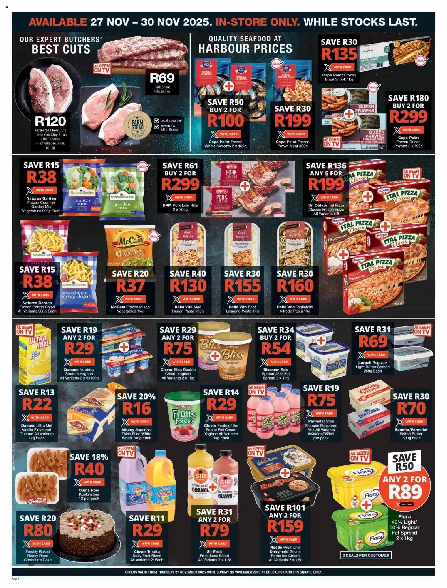 New Checkers catalogue – valid from 27.11.2025 | Page: 2 | Products: Steak, Ribs, Milk, Bacon