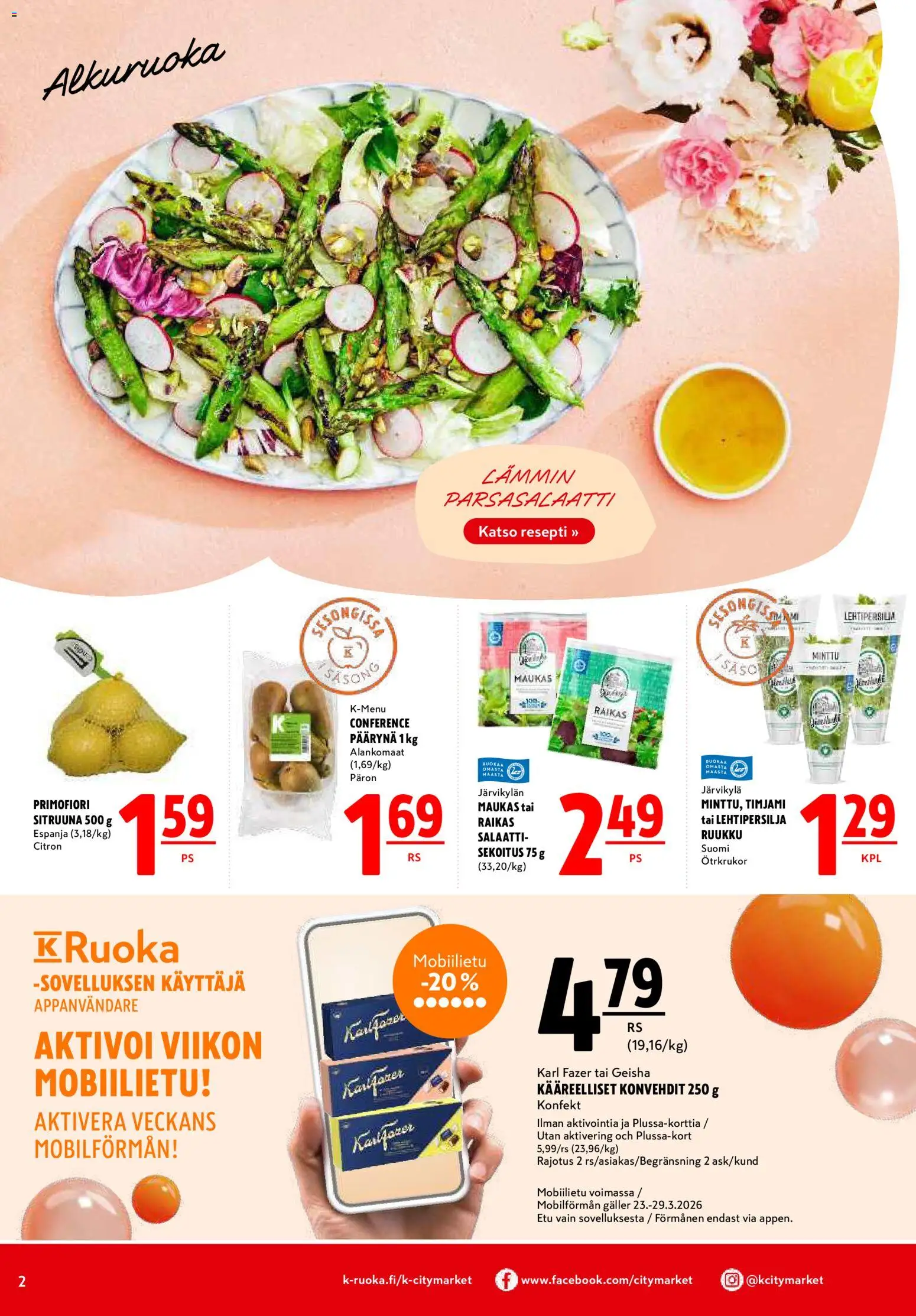 K-Citymarket tarjoukset – voimassa 26.03.2026 alkaen | Sivu: 2 | Tuotteet: Minttu, Salaatti, Timjami