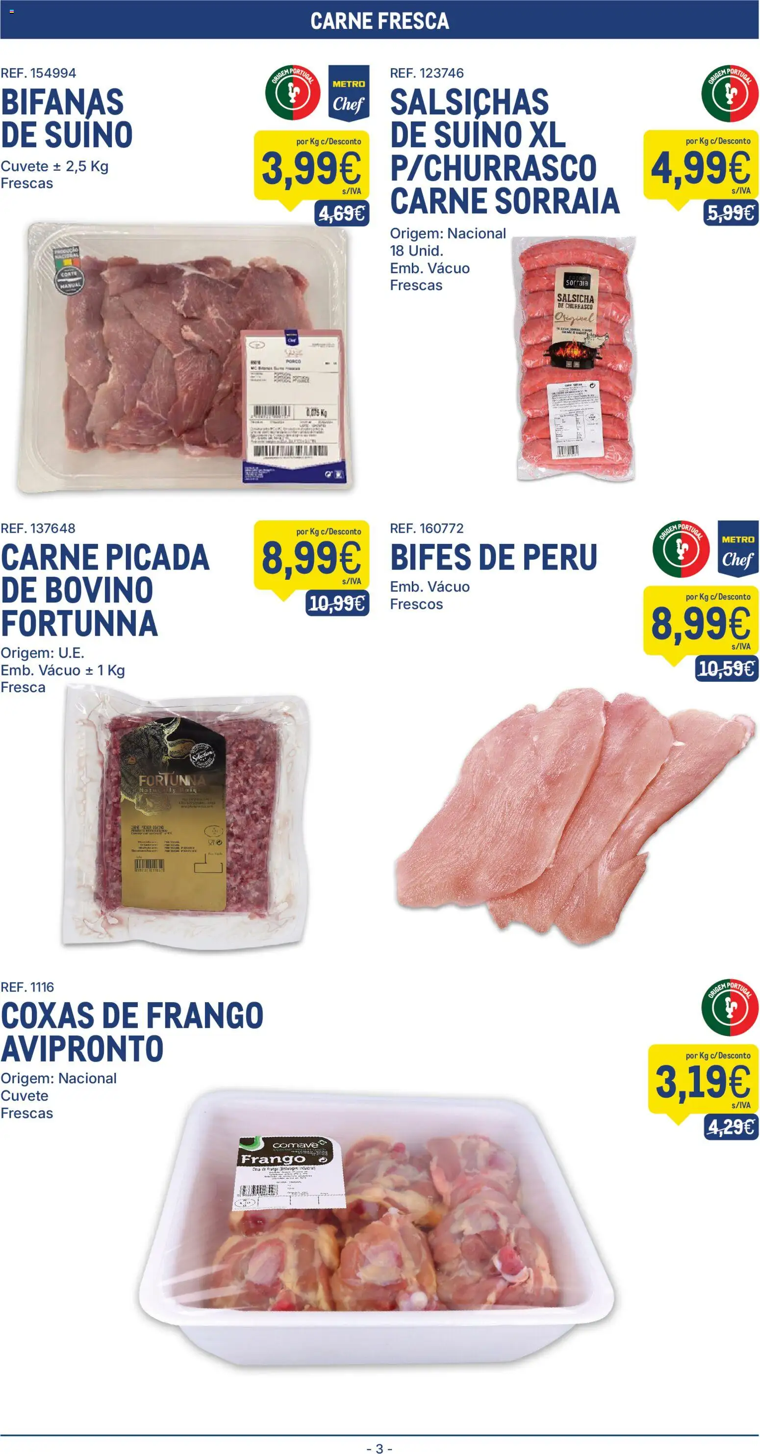 Makro folheto │ válido de 14.04.2026 | Página: 3 | Produtos: Frango, Peru, Carne picada, Salsicha