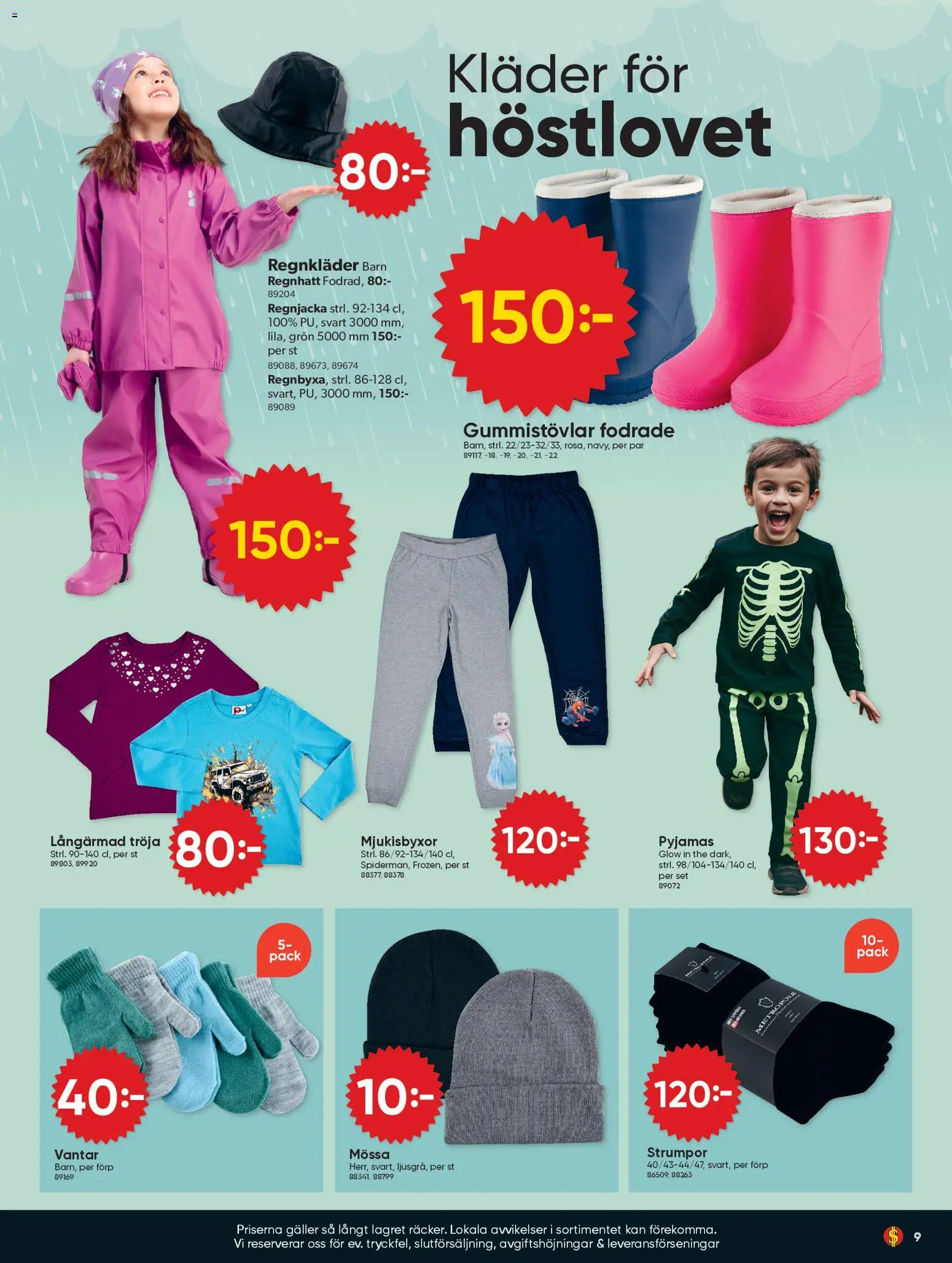 Dollar Store reklamblad aktuell från 27.10.2025 | Sida: 9 | Produkter: Vantar, Tröja, Strumpor, Pyjamas