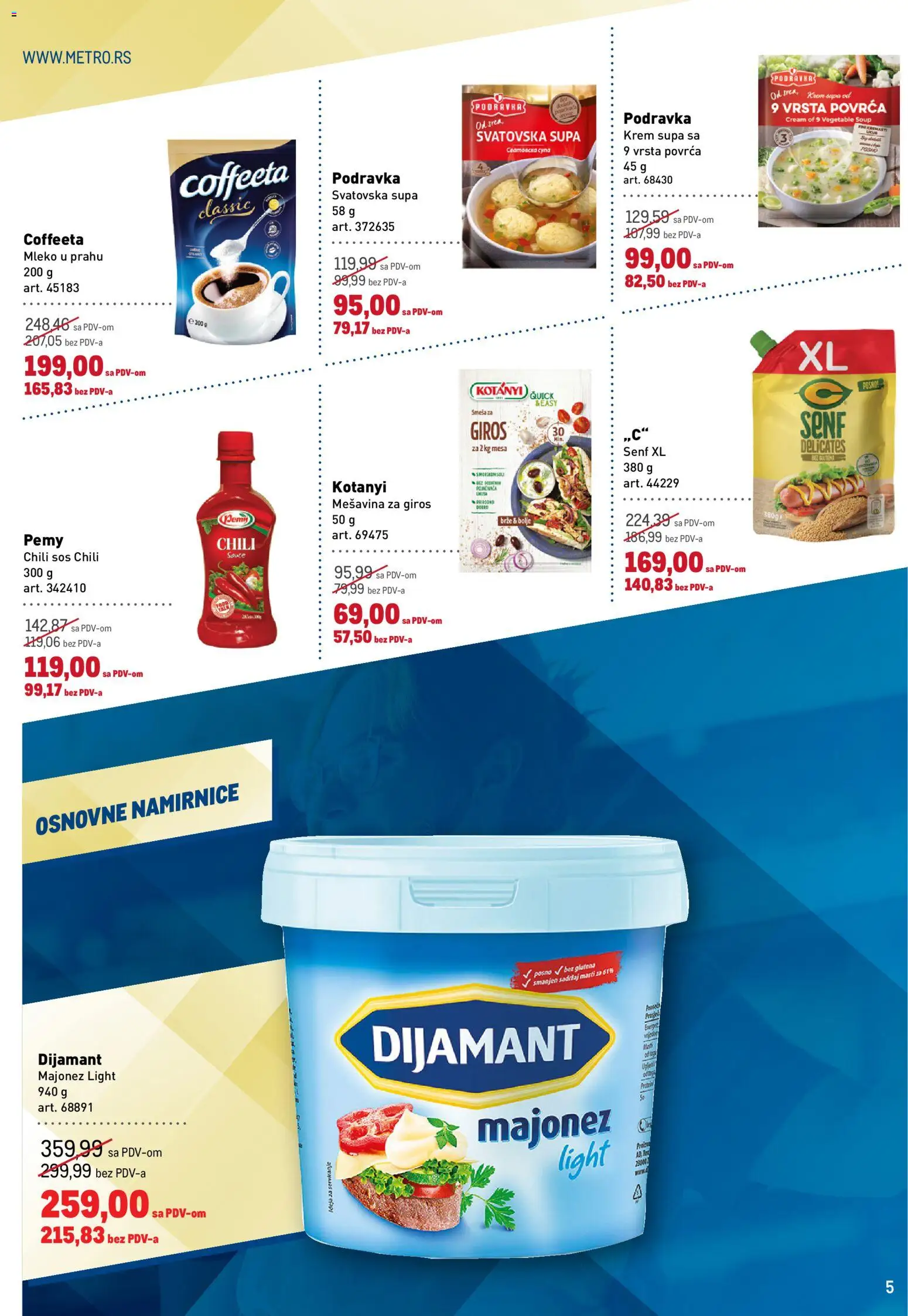 Metro katalog - važi od 05.03.2026 | Strana: 5 | Proizvode: Majonez, Senf, Mleko u prahu, Sos