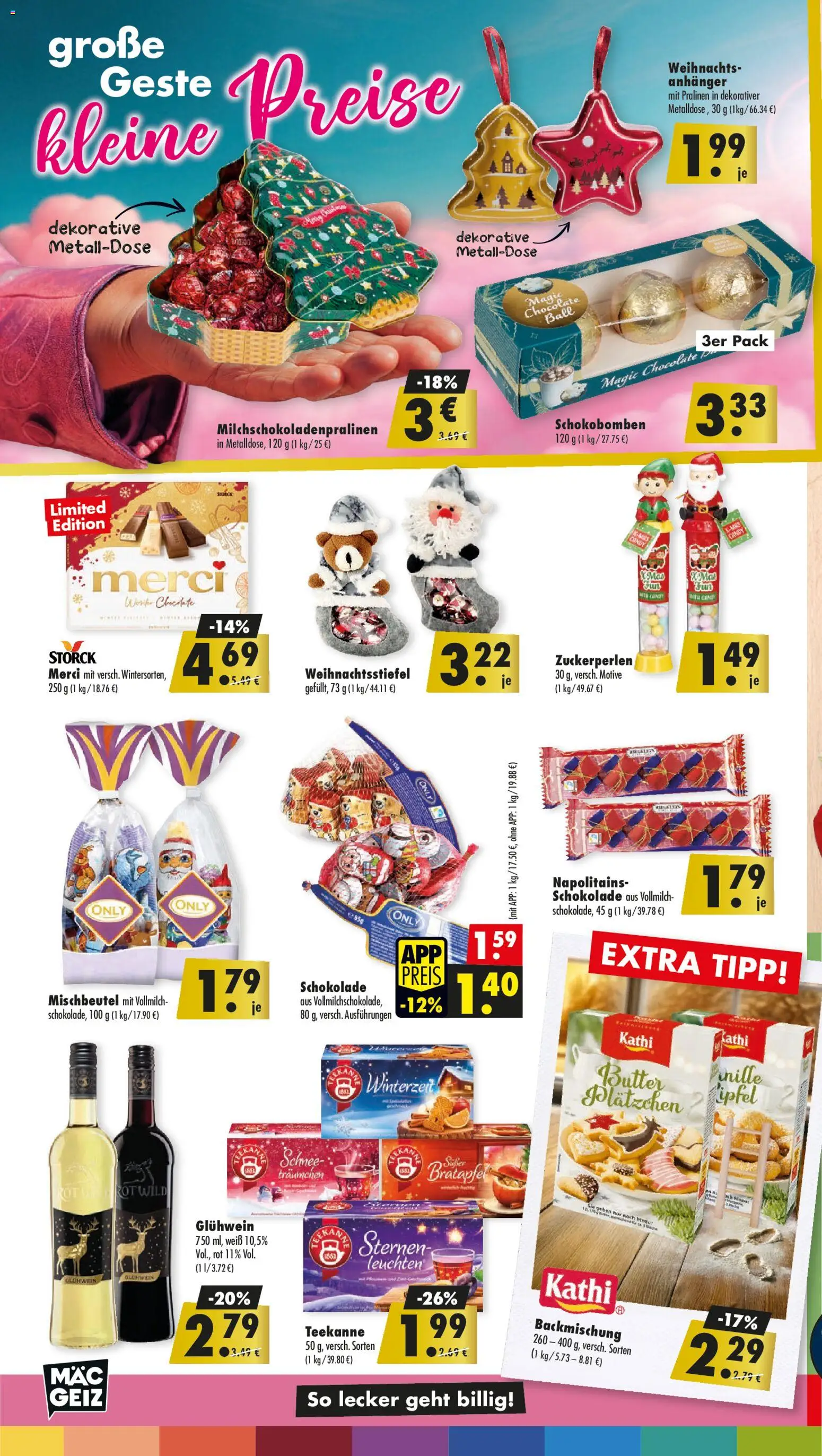 Mäc Geiz Prospekt 	 – gültig ab 03.11.2025 | Seite: 2 | Produkte: Merci, Butter, Schokolade, Teekanne