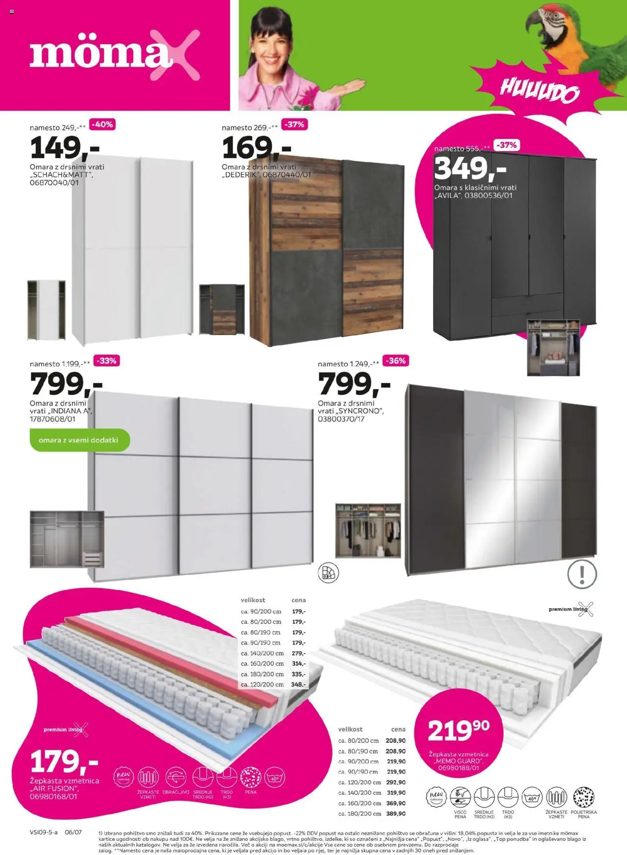 Novi Mömax katalog ponudbe – veljaven od 08.09.2025 | Stran: 6 | Izdelki: Pohištvo, Vzmetnica, Omara