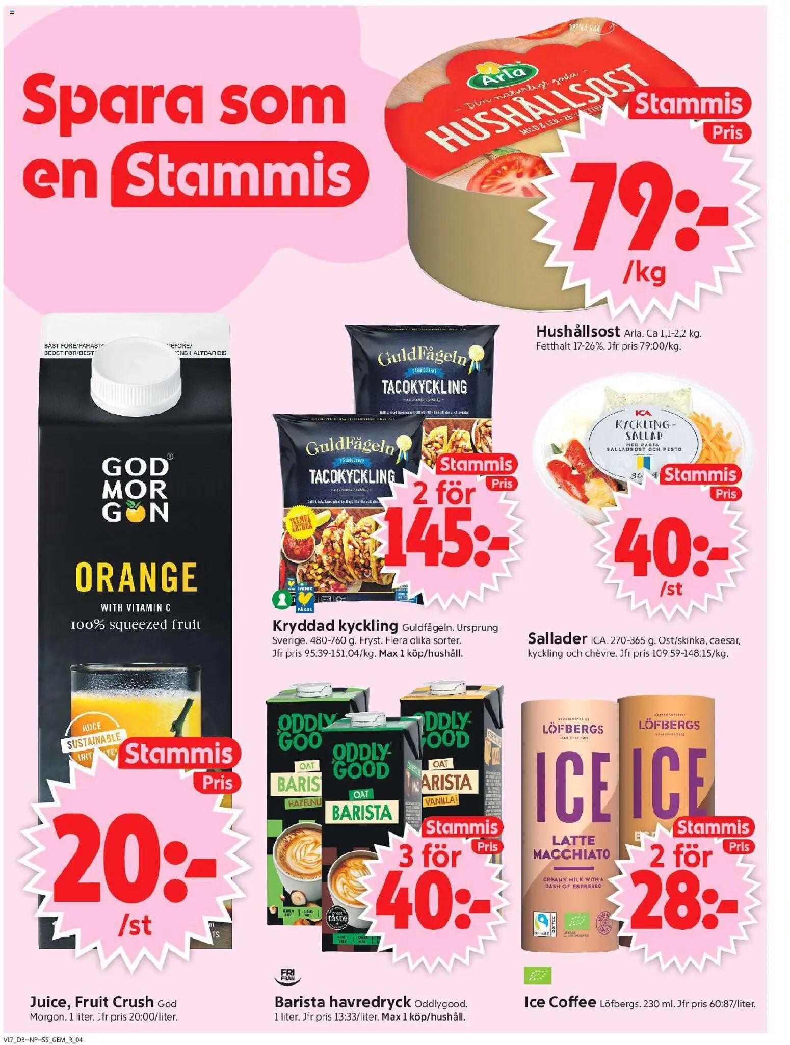 ICA Supermarket reklamblad aktuell från 20.04.2026 | Sida: 4 | Produkter: Hushållsost, Havredryck, Sallad, Pesto