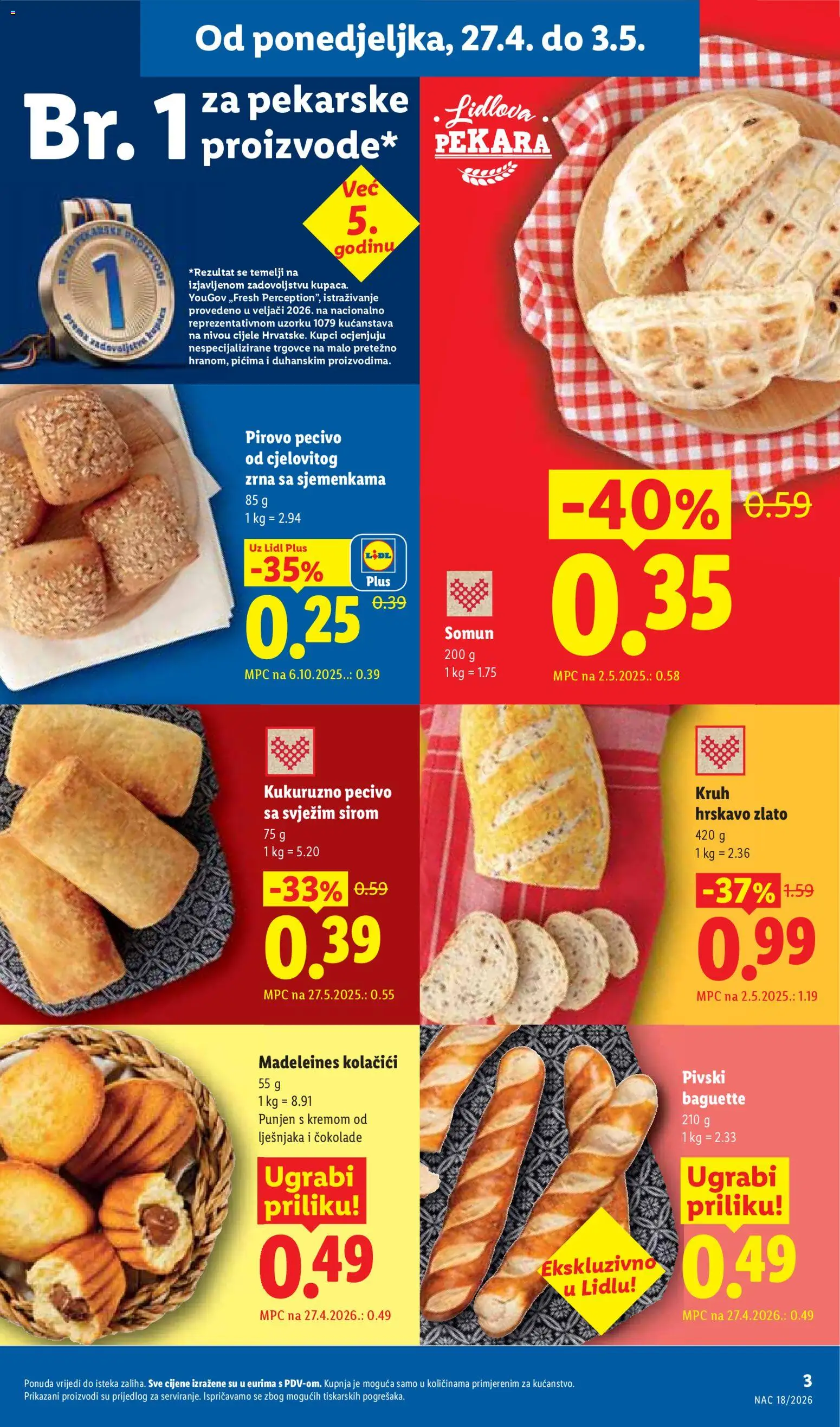 Lidl katalog | vrijedi od 27.04.2026 | Stranica: 3 | Proizvodi: Somun, Kruh, Kolačići, Pecivo