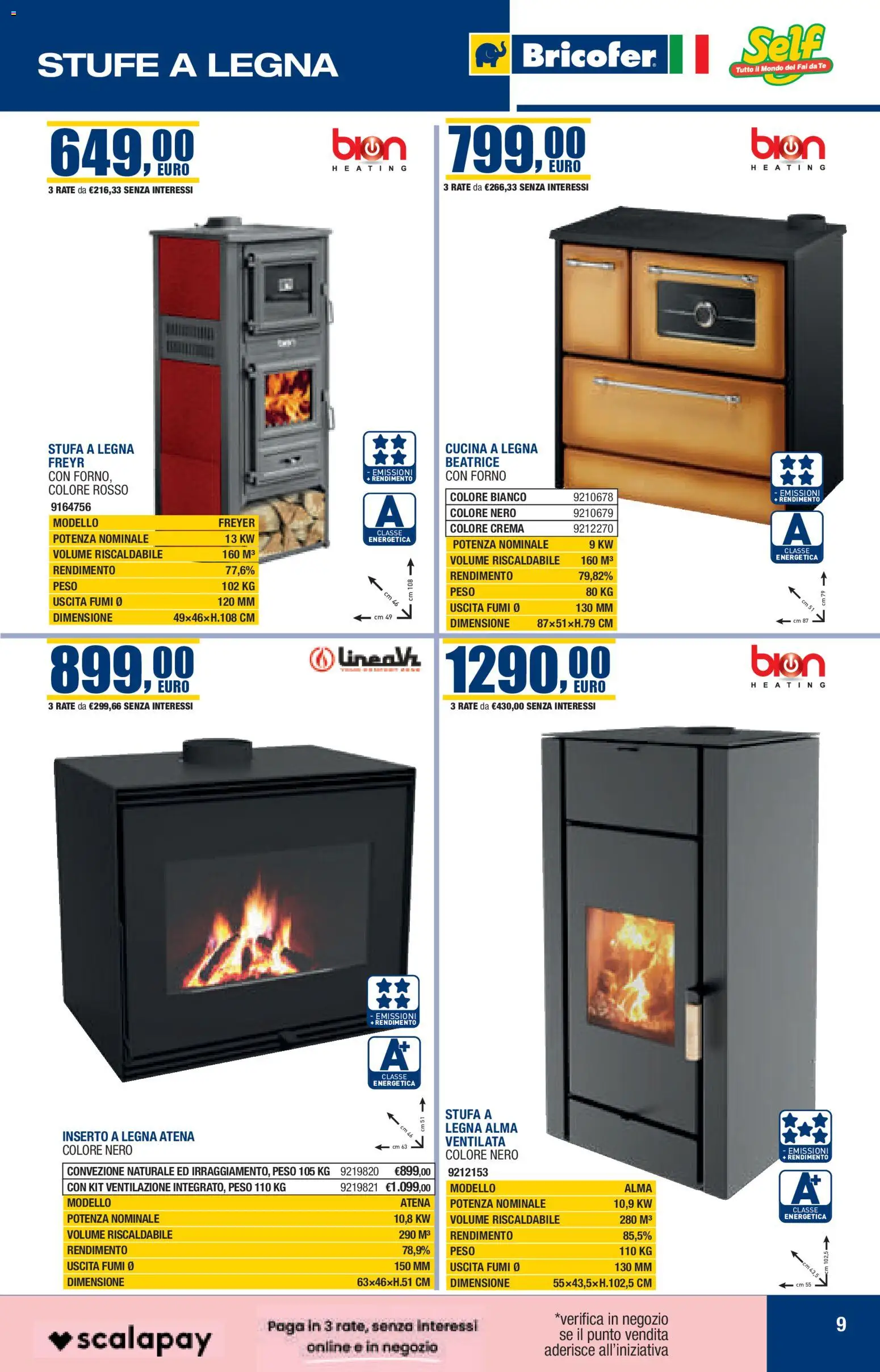 Volantino Self del 22.10.2025 | Pagina: 9 | Prodotti: Crema, Tè, Stufa a legna, Stufa