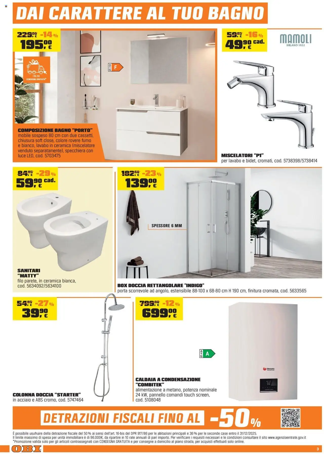 Volantino OBI del 16.10.2025 | Pagina: 3 | Prodotti: Mobile, Box doccia, Bagno, Doccia