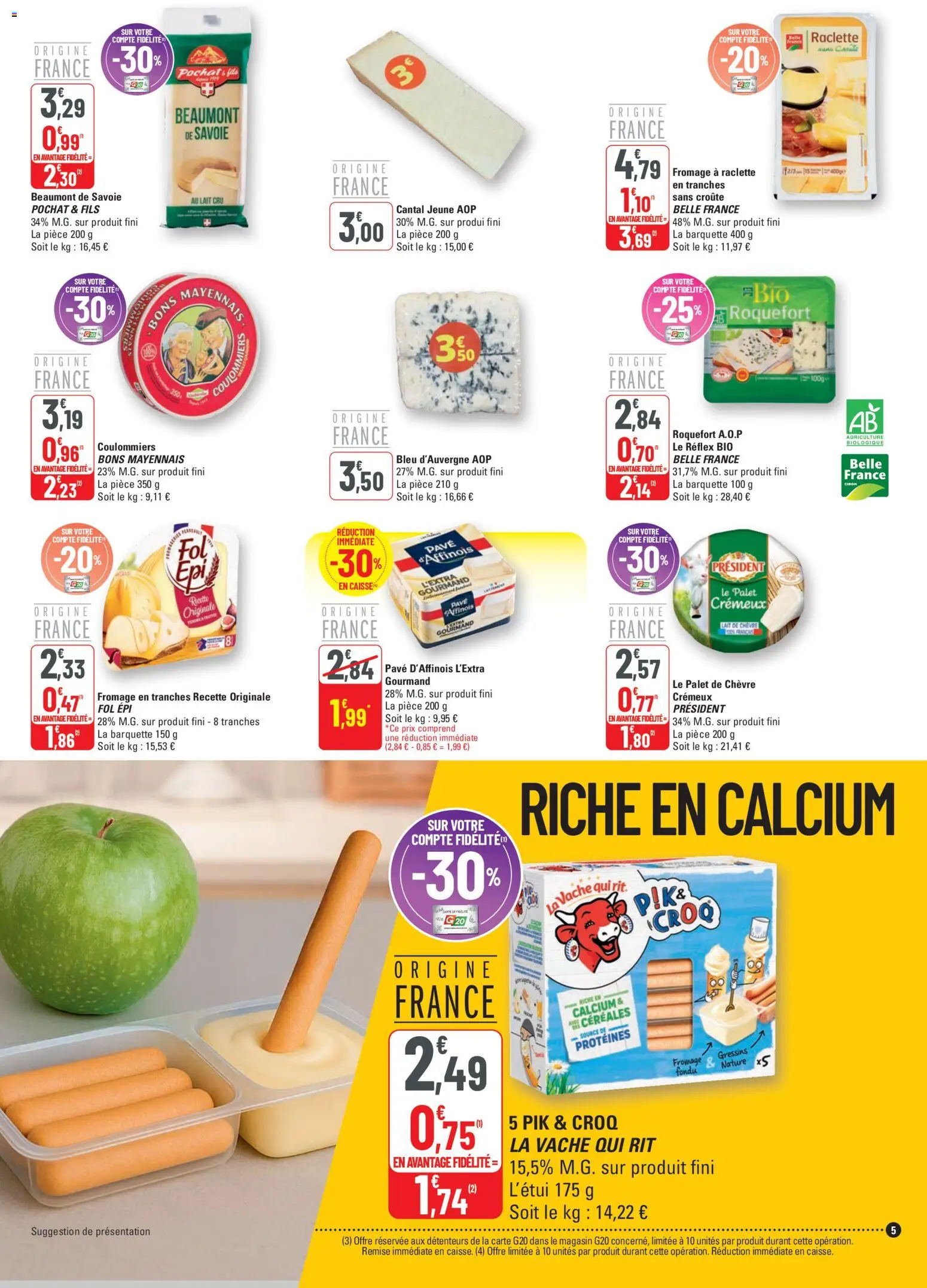 {H1} | Page: 5 | Produits: Fromage à raclette, Lait, Fromage, Céréales
