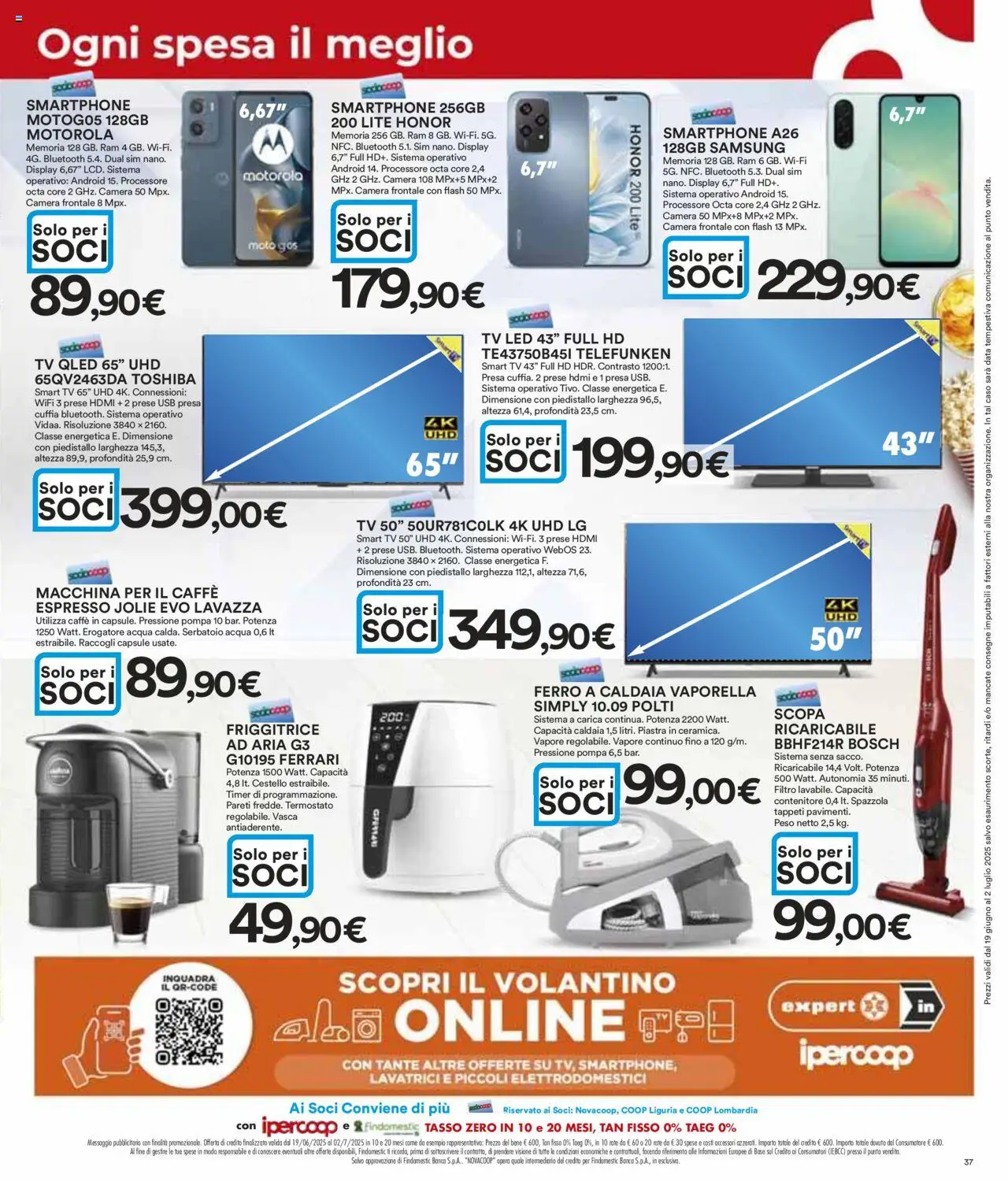 Volantino Ipercoop del 19.06.2025 | Pagina: 37 | Prodotti: Spazzola, Smartphone, TV, Friggitrice