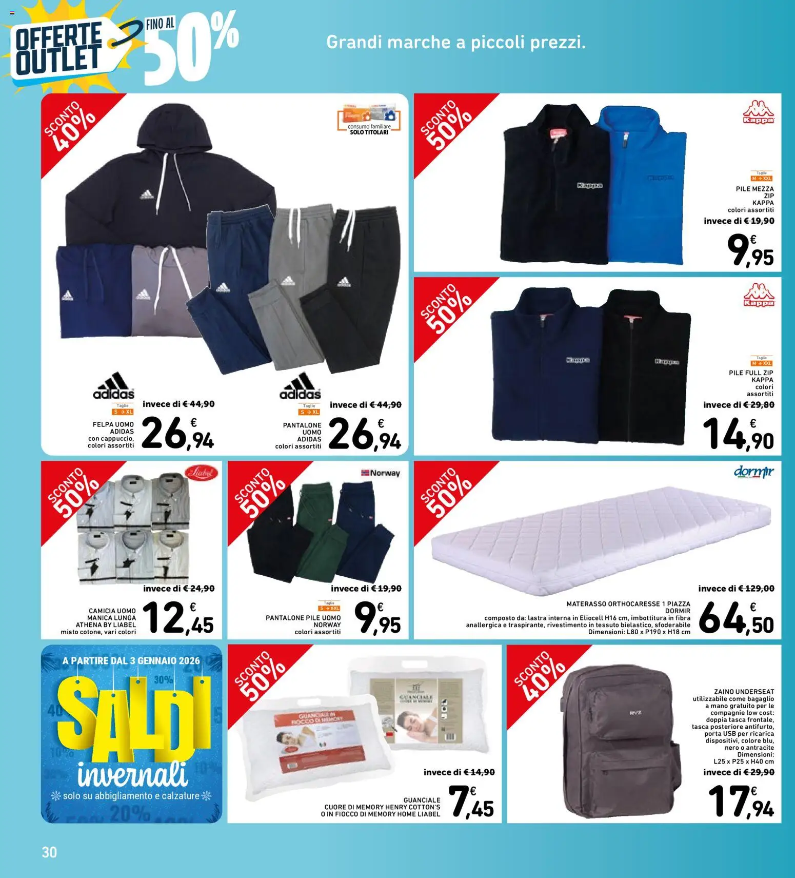 Volantino Spazio Conad del 07.01.2026 | Pagina: 30 | Prodotti: Camicia, Felpa, Materasso, Guanciale