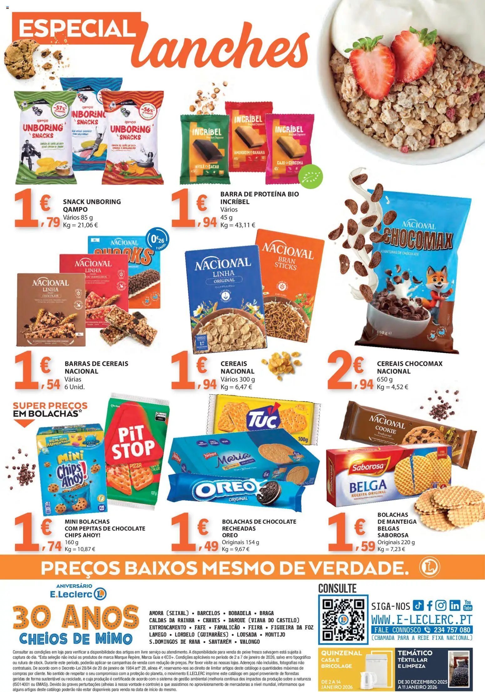 E.Leclerc folheto │ válido de 02.01.2026 | Página: 32 | Produtos: Barra de proteína, Manteiga, Chocolate, Pizza
