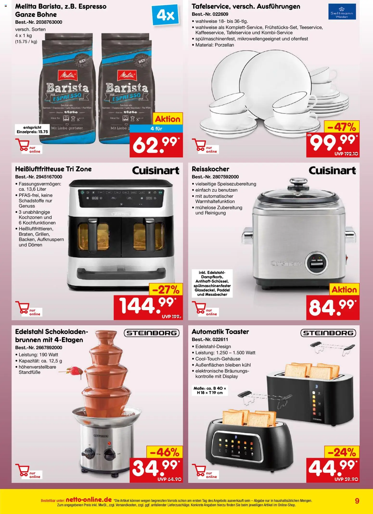 Netto Marken-Discount Online-Angebote Februar – gültig ab 01.02.2026 | Seite: 9 | Produkte: Melitta, Toaster, Heißluftfritteuse