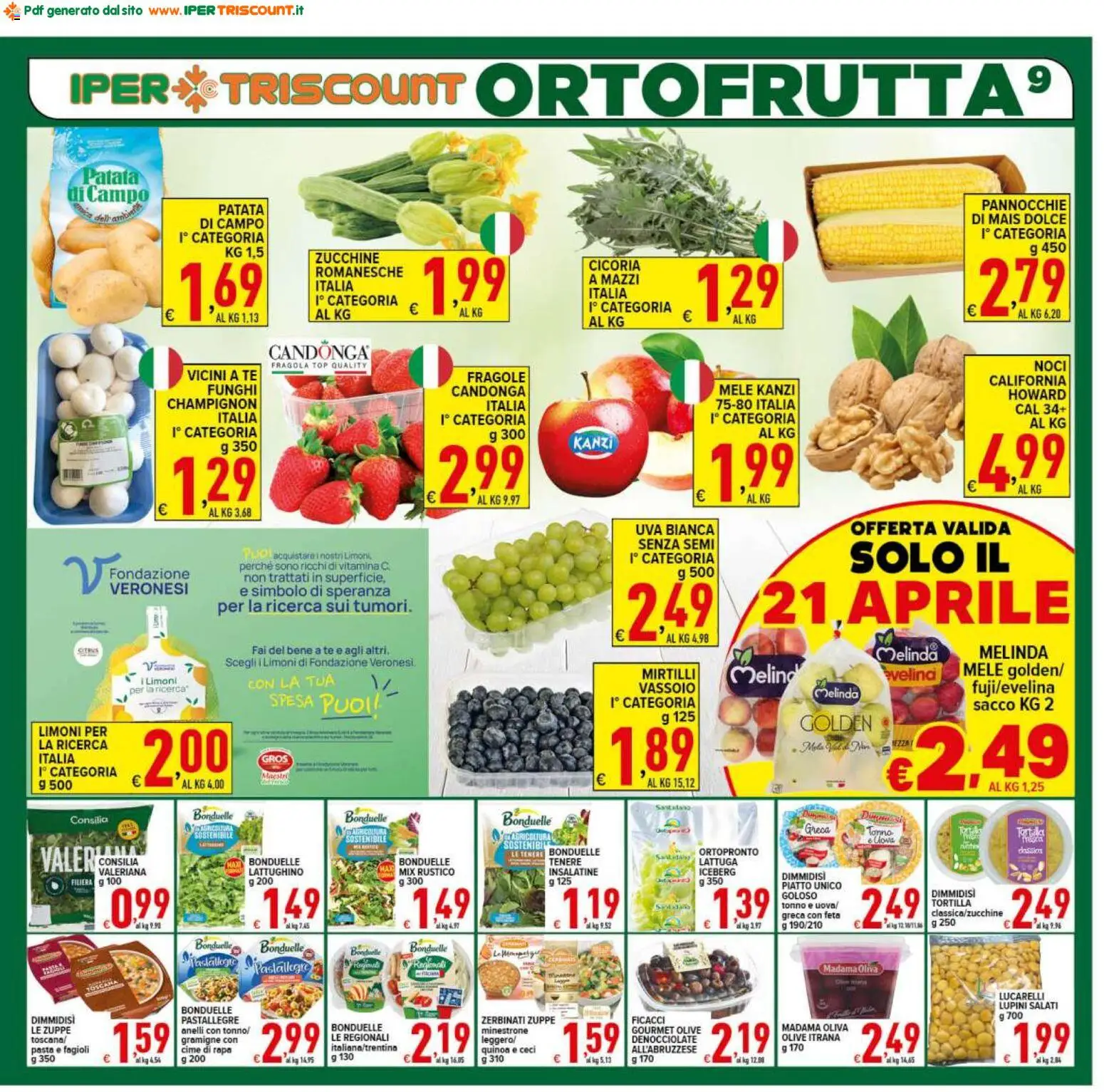 Volantino Ipertriscount del 17.04.2026 | Pagina: 9 | Prodotti: Mele, Noci, Uva, Mais