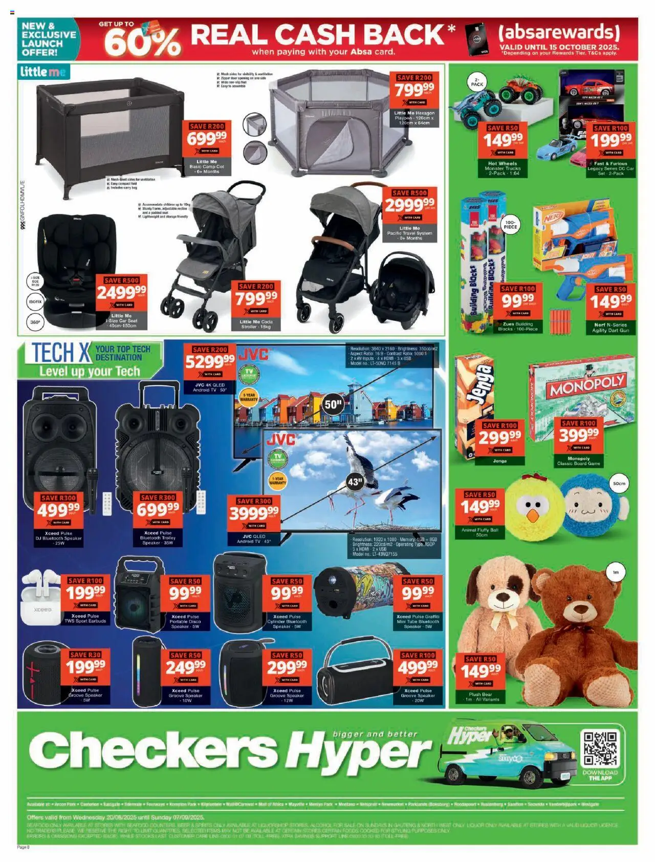 Checkers Gauteng - Hyper Price Drop Promotion │ valid from 20.08.2025 | Page: 8 | Products: Earbuds, USB, Beer, Seafood