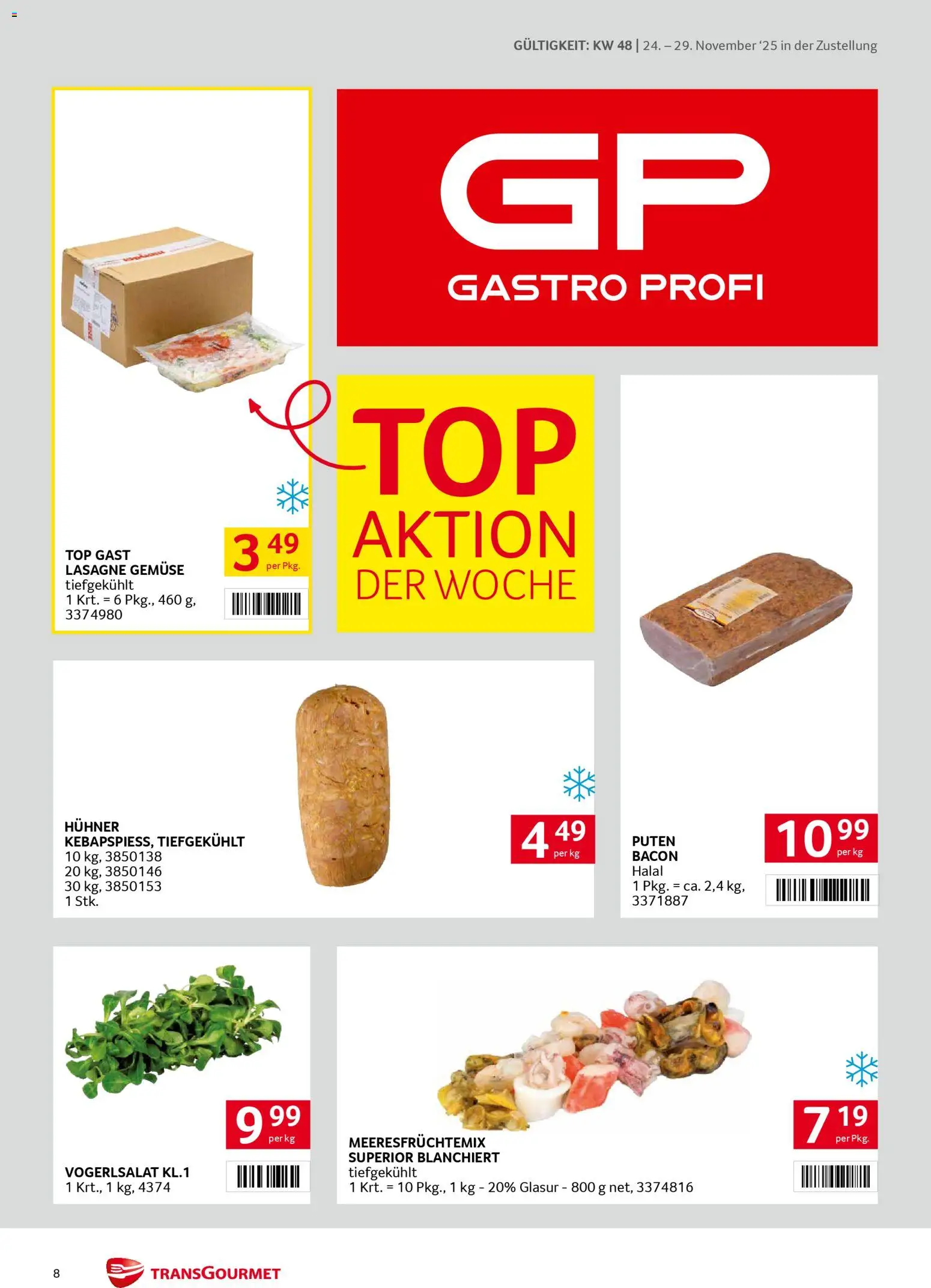 Transgourmet Zustellaktion gültig ab 24.11.2025 | Seite: 8 | Produkte: Gemüse