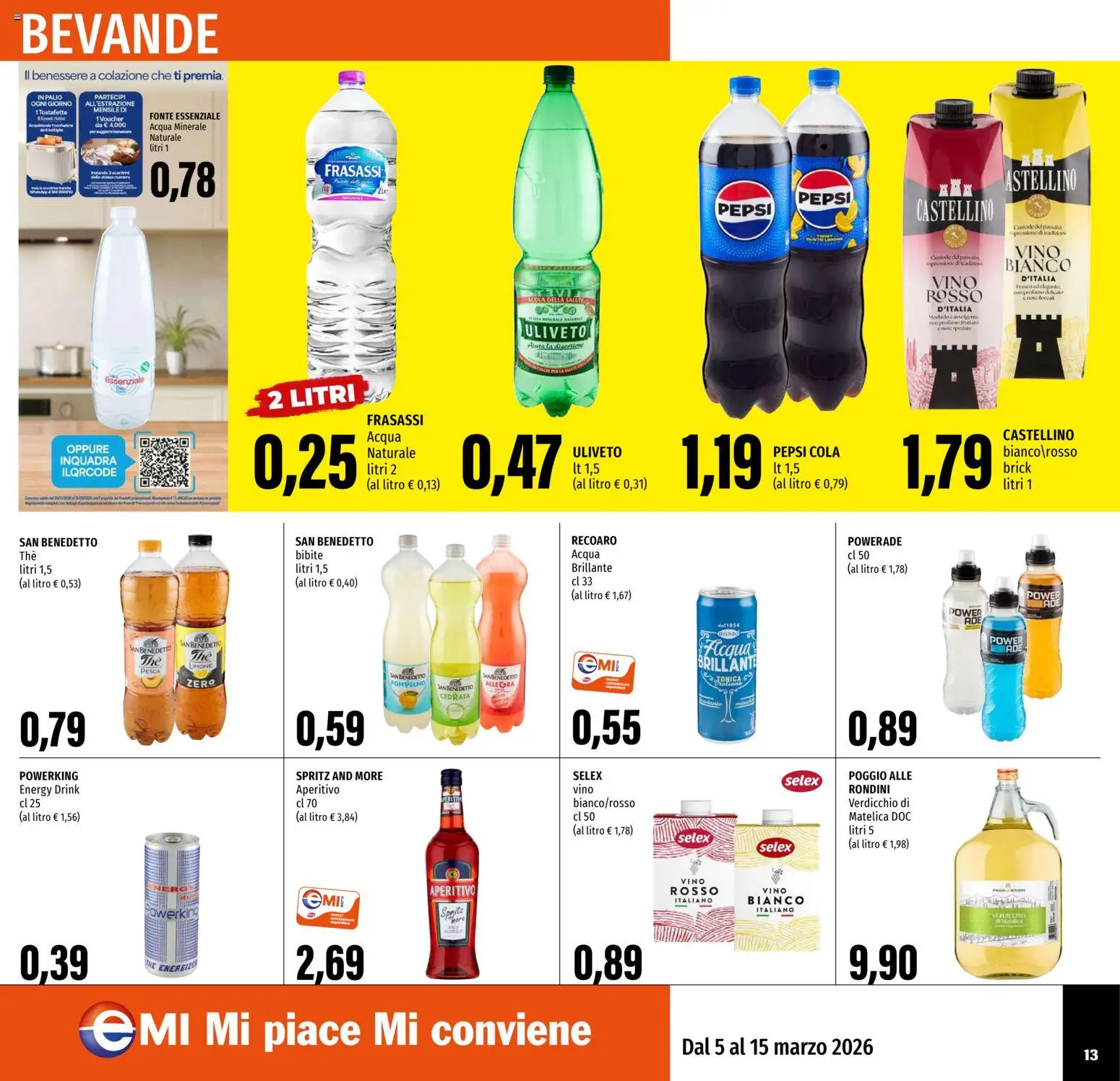 Volantino EMI del 05.03.2026 | Pagina: 13 | Prodotti: Acqua, Bibite, Acqua minerale, Aperitivo