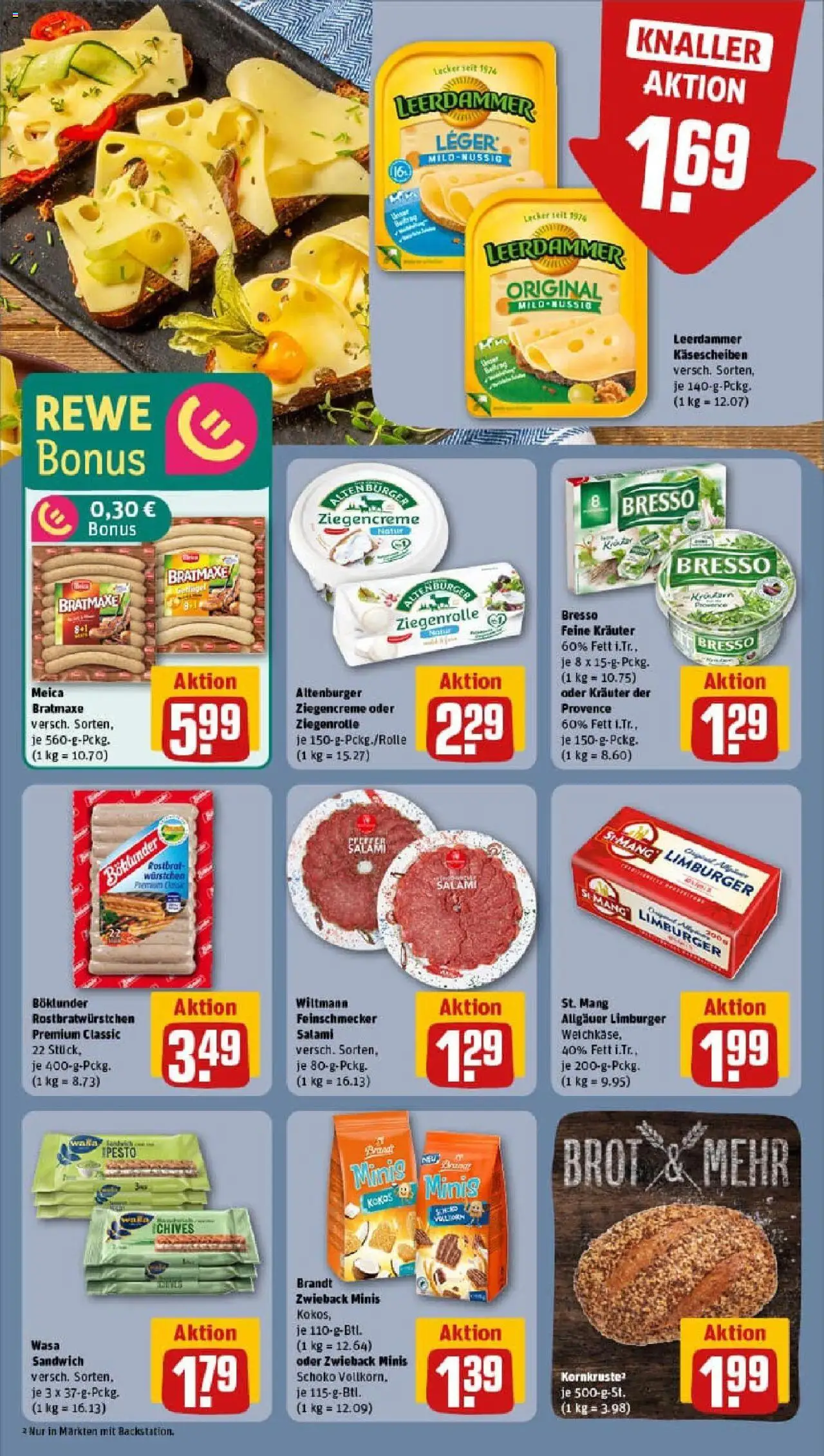 Rewe prospekt Lutherstadt Wittenberg	 - gültig ab dem 11.08.2025 | Seite: 10 | Produkte: Leerdammer, Meica, Brot, Salami