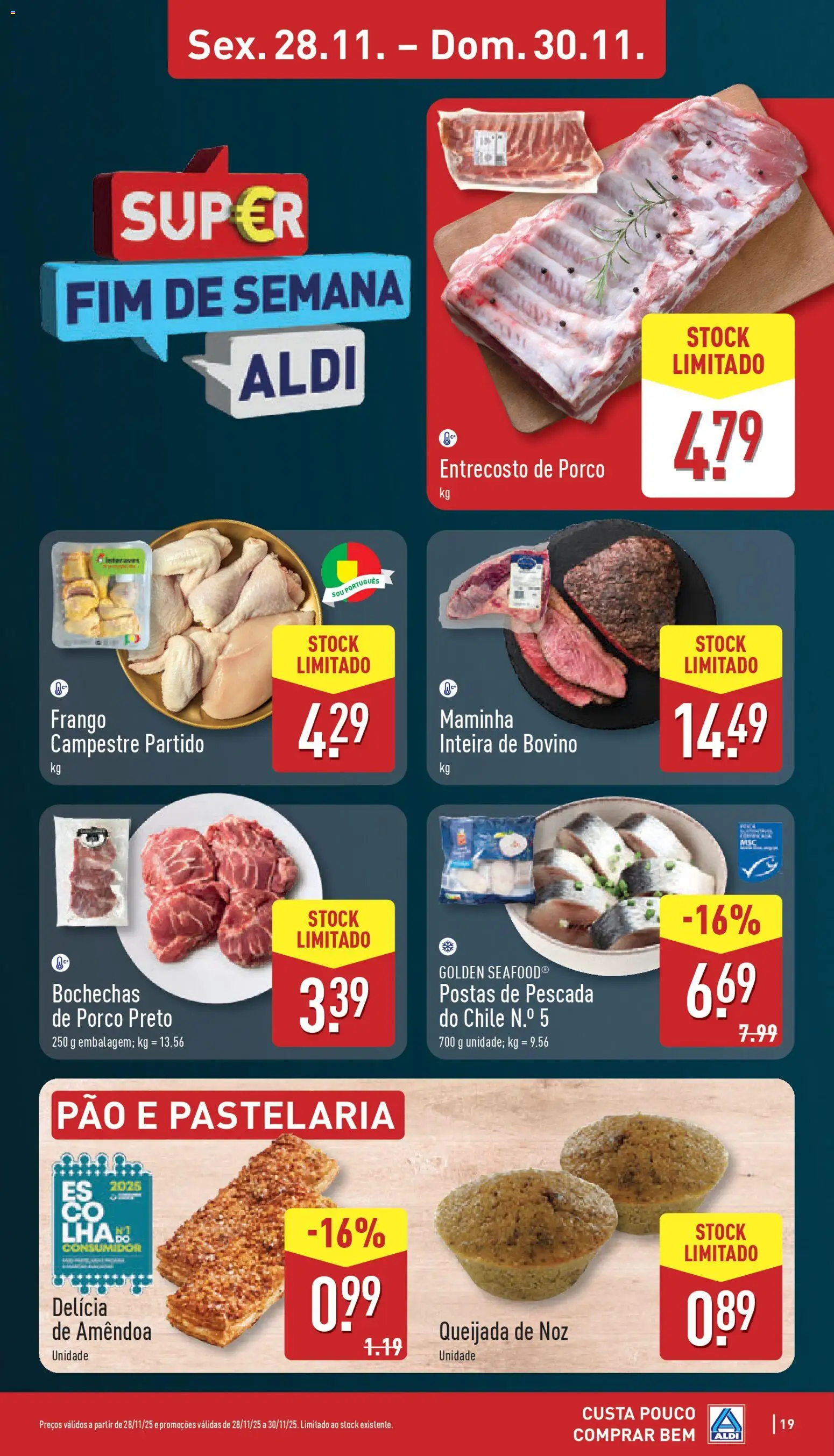 Aldi folheto │ válido de 24.11.2025 | Página: 19 | Produtos: Frango, Pescada, Pão