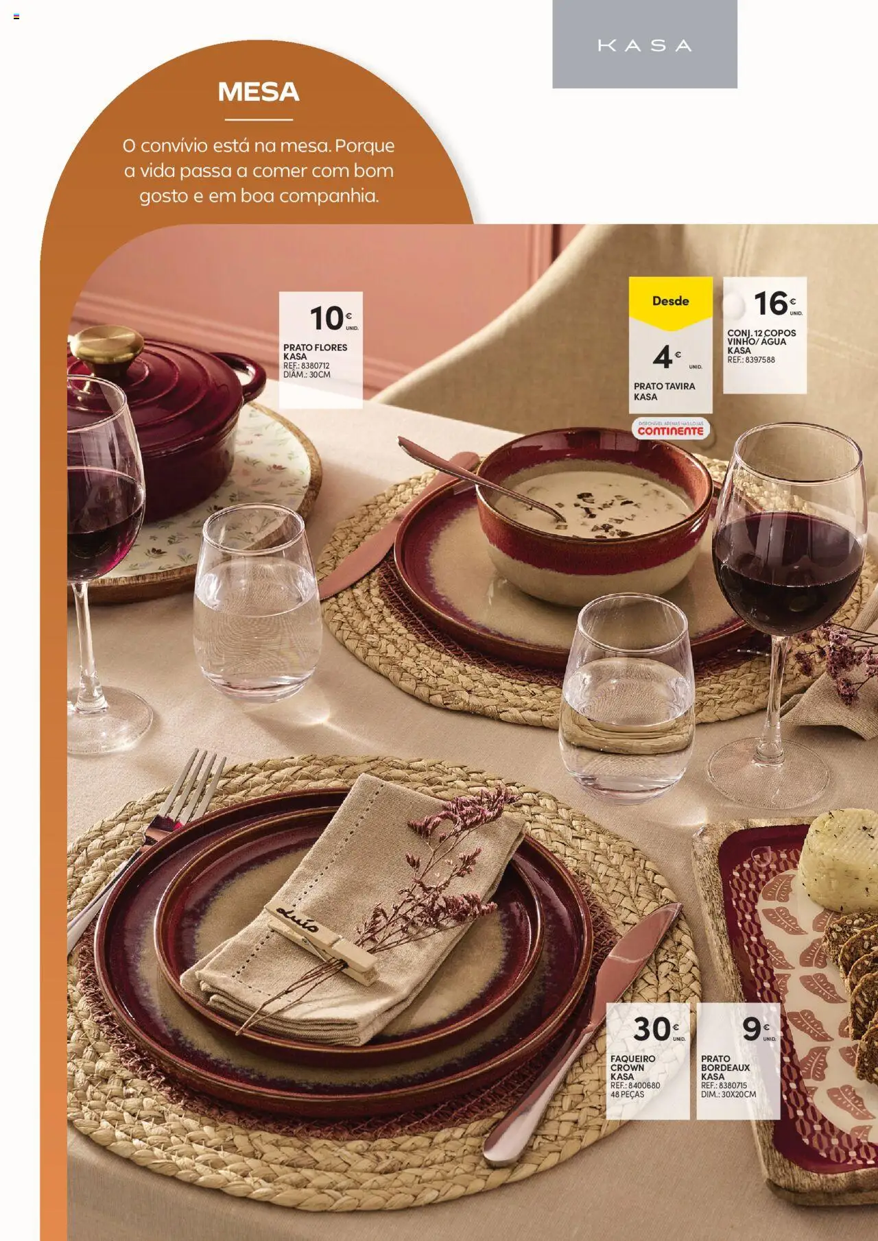 Continente - Casa Outono: A Vida passa a comer, no conforto de casa │ válido de 14.10.2025 | Página: 10 | Produtos: Agua, Copos, Flores, Mesa