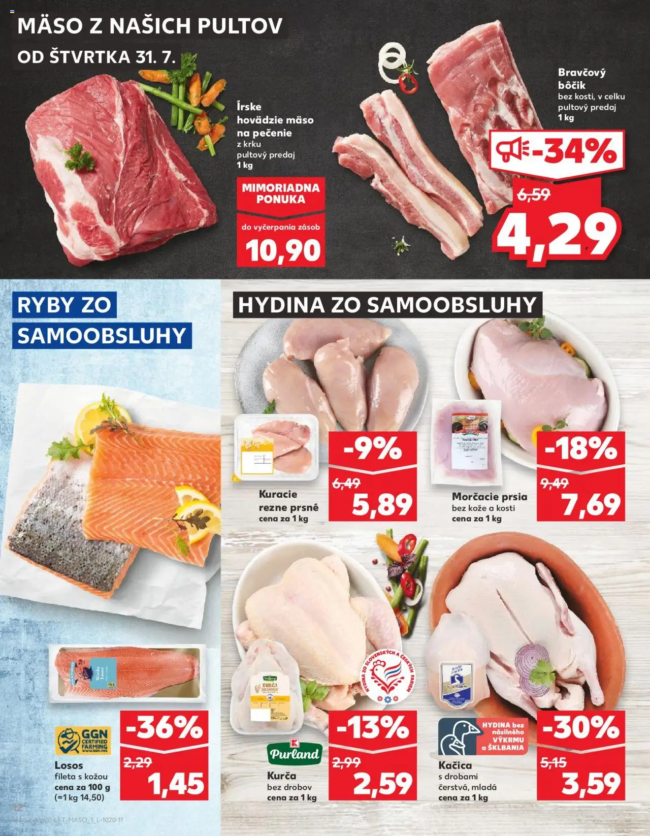 Kaufland Dubnica Nad Váhom │ platný od 31.07.2025 | Strana: 12 | Produkty: Ryby, Bravčový bôčik, Losos, Kurča
