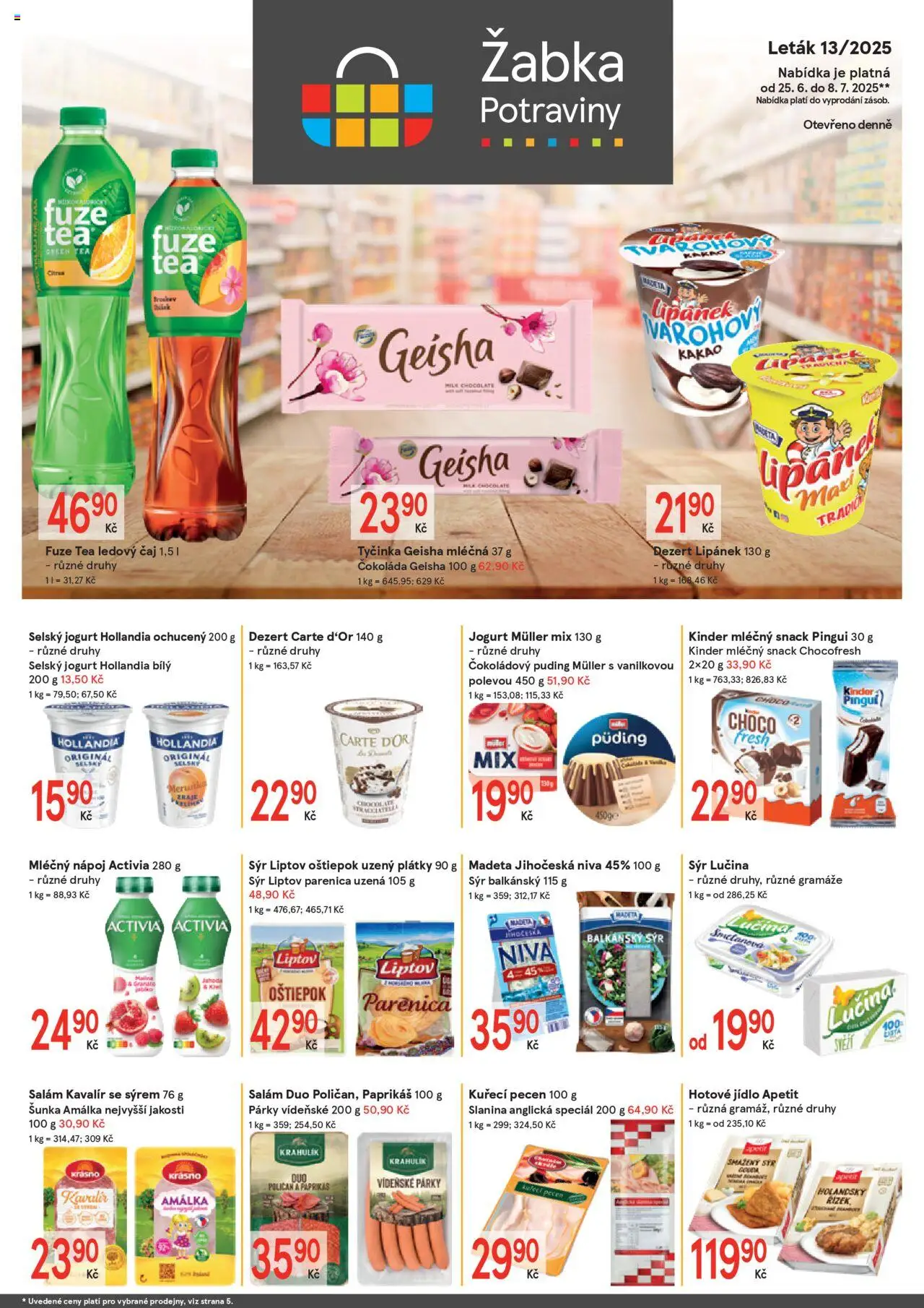 Žabka leták od 25.06.2025 | Strana: 1 | Produkty: Lipánek, Sýr, Jogurt Müller Mix, Kelímky