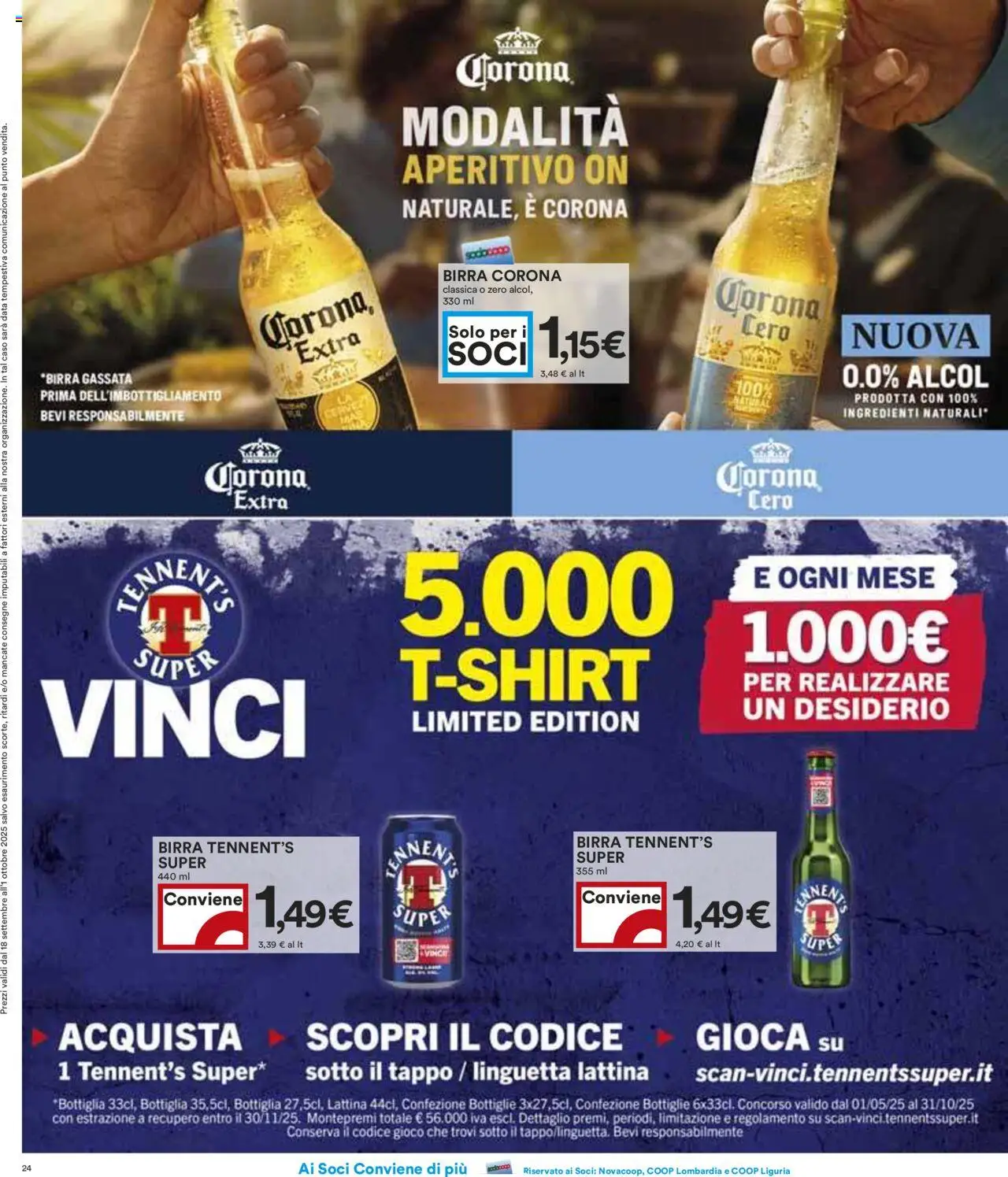 Volantino COOP del 18.09.2025 | Pagina: 24 | Prodotti: Tennent's, Birra, Gioco, Aperitivo