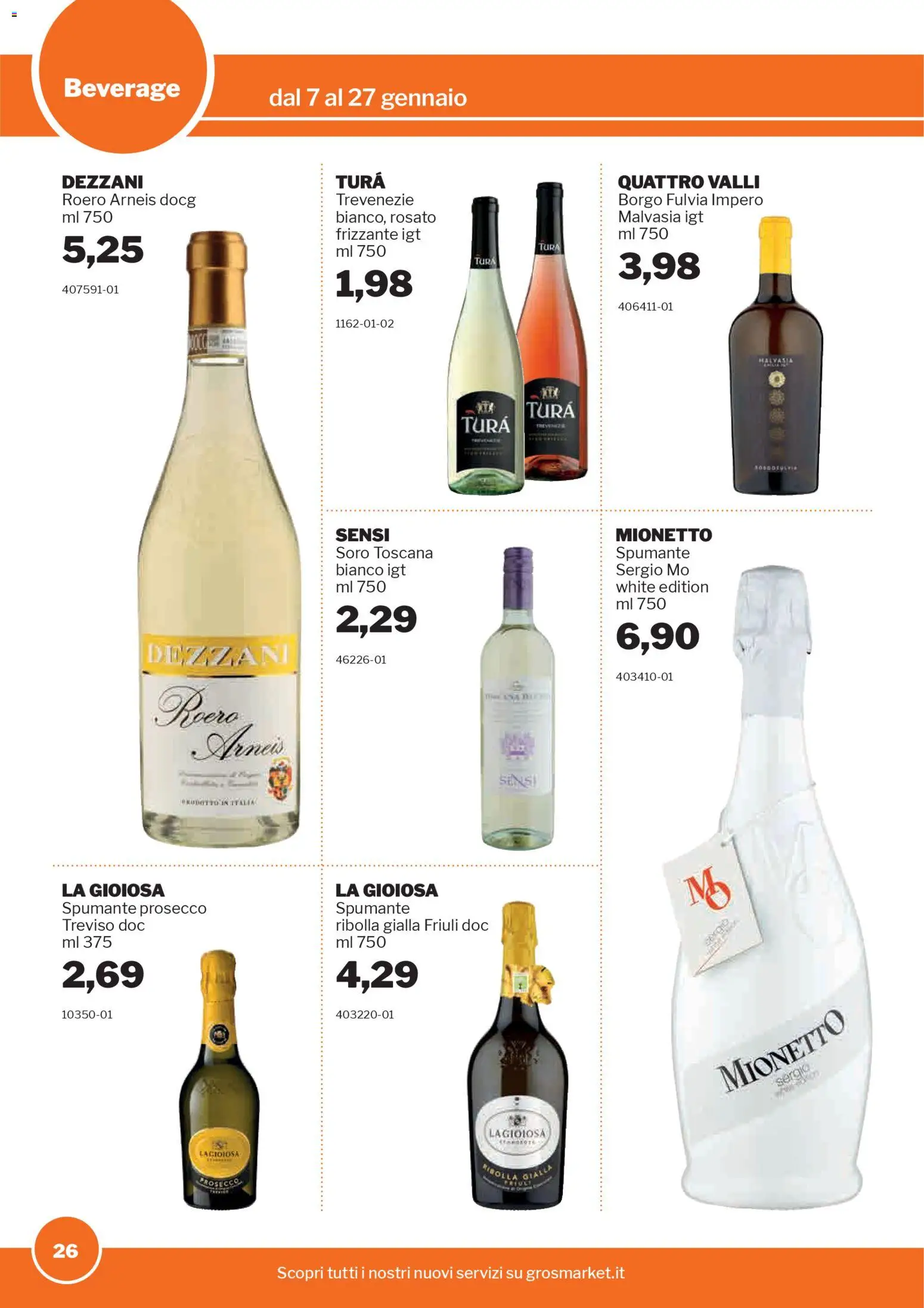 Volantino Sogegross del 07.01.2026 | Pagina: 26 | Prodotti: Prosecco, Spumante