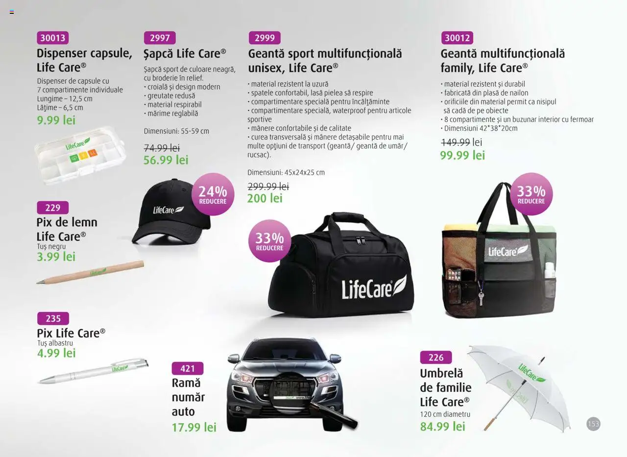 Noul catalog Life Care – valabil de la 01.10.2025 | Pagină: 155 | Produse: Șapcă, Umbrelă, Geantă, Bornoz takımı