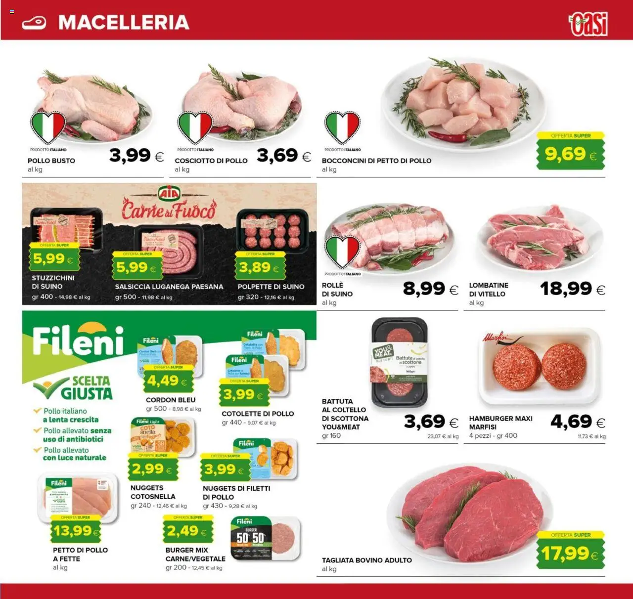 Volantino Oasi del 13.09.2025 | Pagina: 7 | Prodotti: Petto di Pollo, Nuggets, Salsiccia, Hamburger
