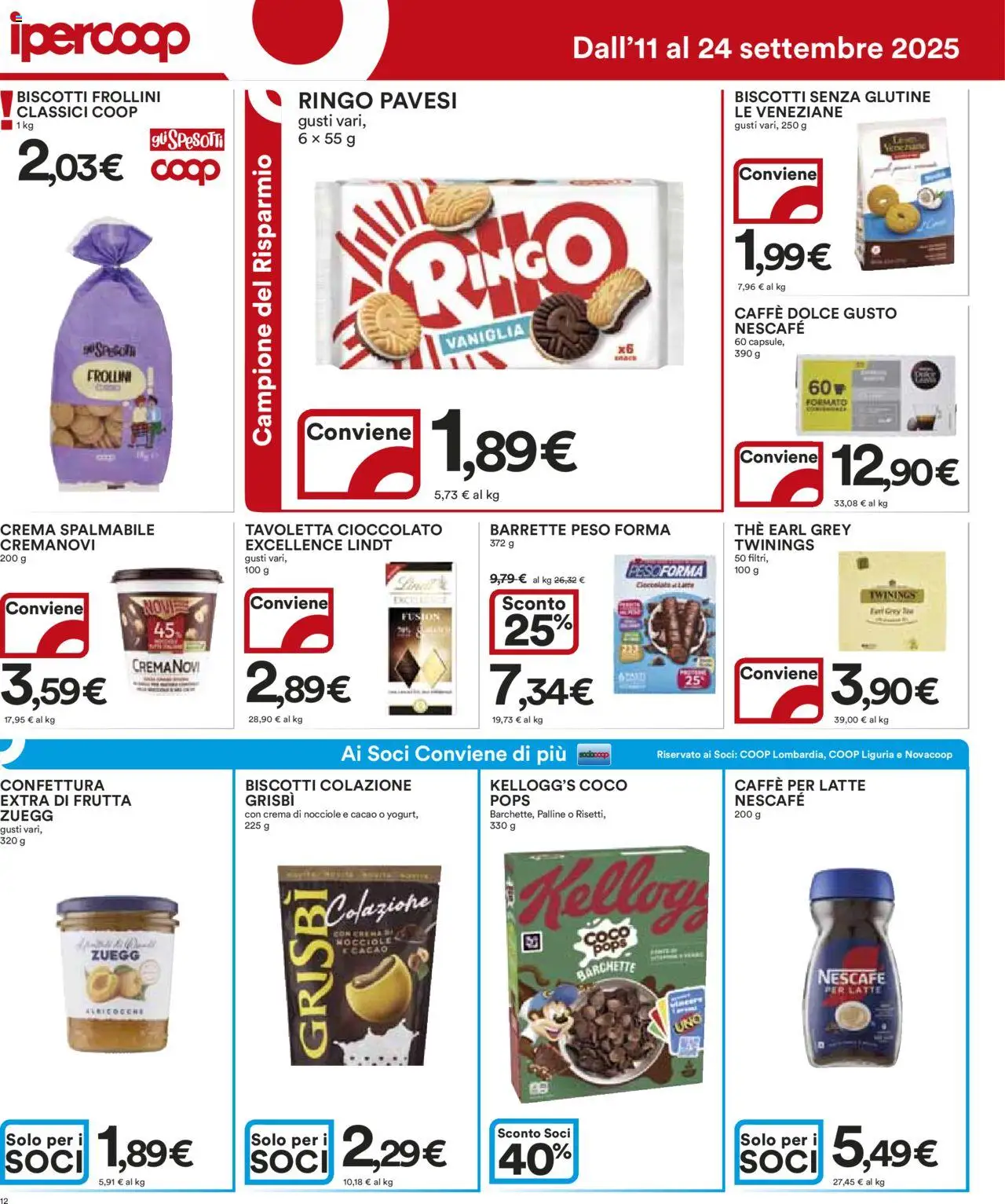 Volantino Ipercoop del 11.09.2025 | Pagina: 12 | Prodotti: Cioccolato, Latte, The, Cacao