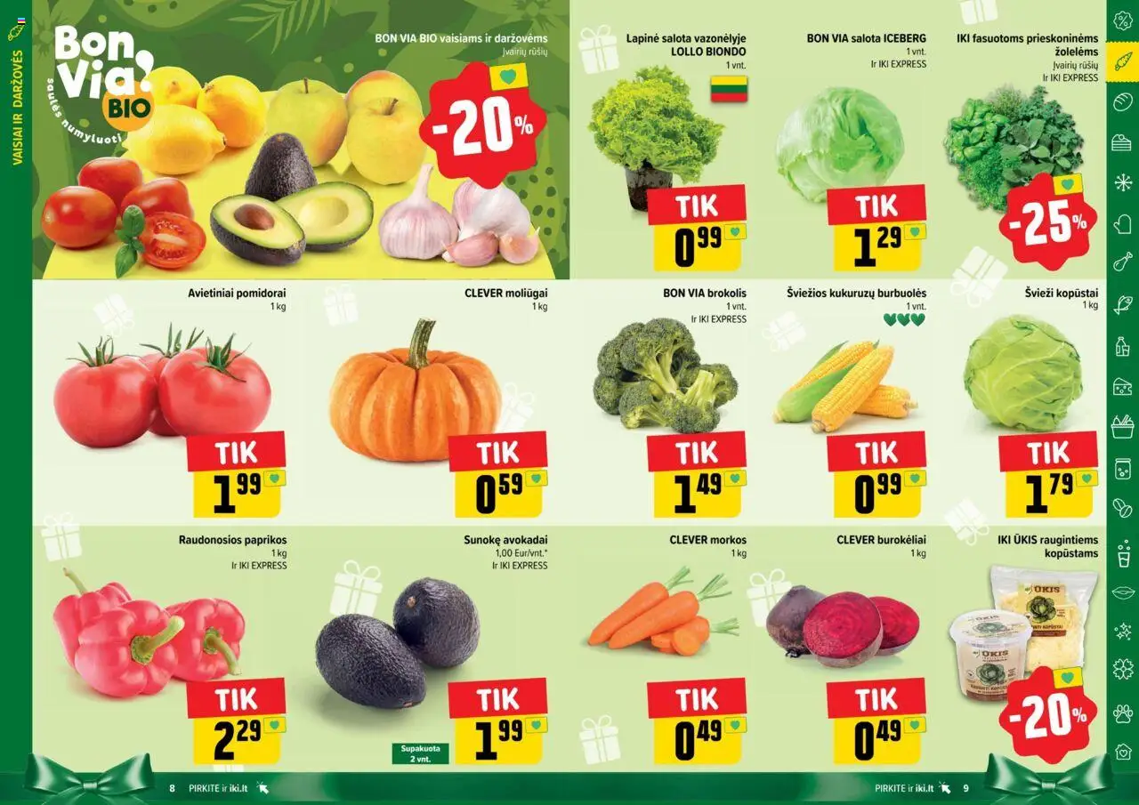 IKI akcijos nuo 20.10.2025 | Puslapis: 5 | Prekių: Brokolis, Salota, Pomidorai, Morkos