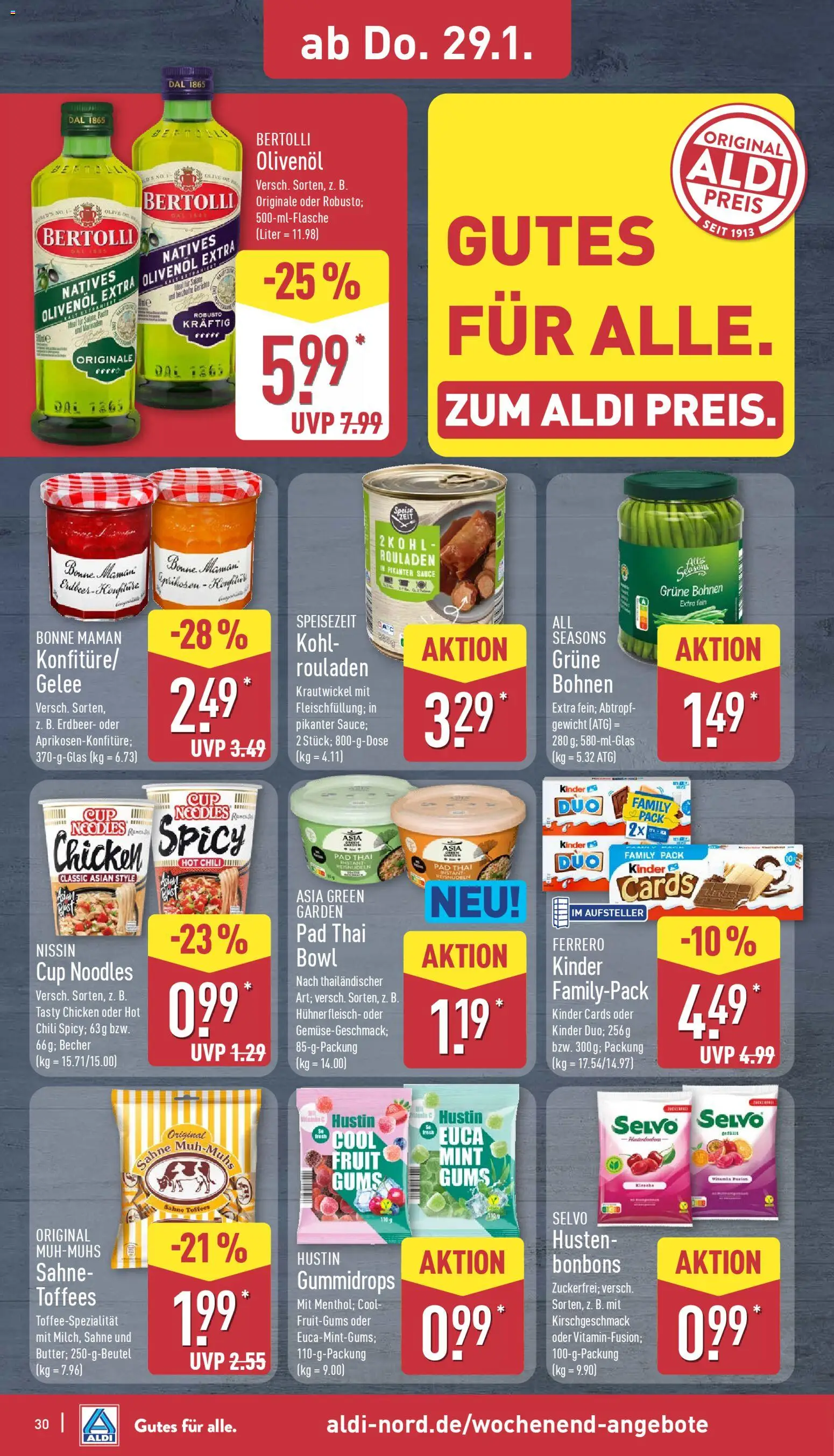 Aldi Prospekt 	 – gültig ab 26.01.2026 | Seite: 32 | Produkte: Olivenol, Hühnerfleisch, Sahne, Bonne maman