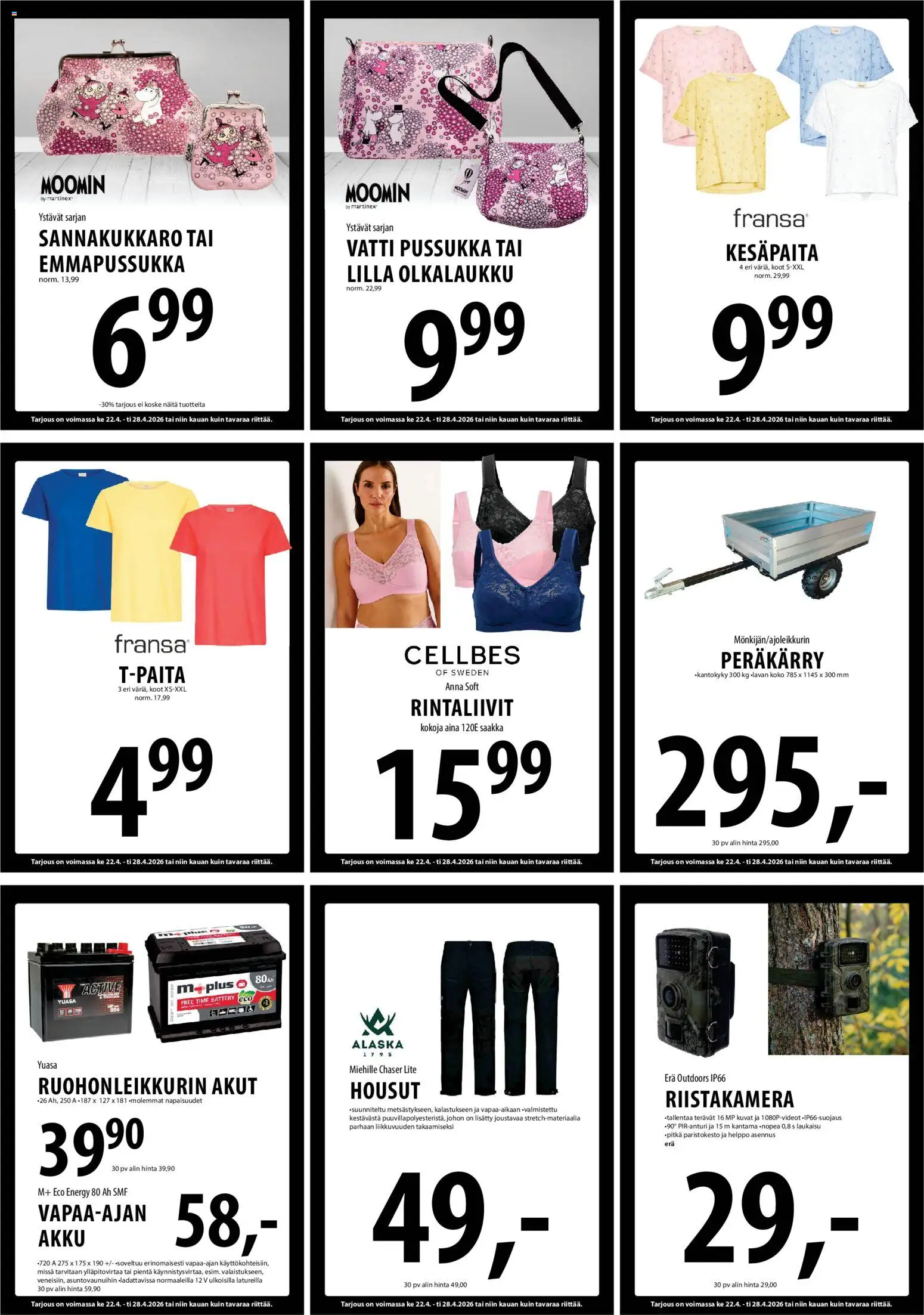 Tuuri tarjoukset – voimassa 22.04.2026 alkaen | Sivu: 24 | Tuotteet: Akku, Housut, Rintaliivit