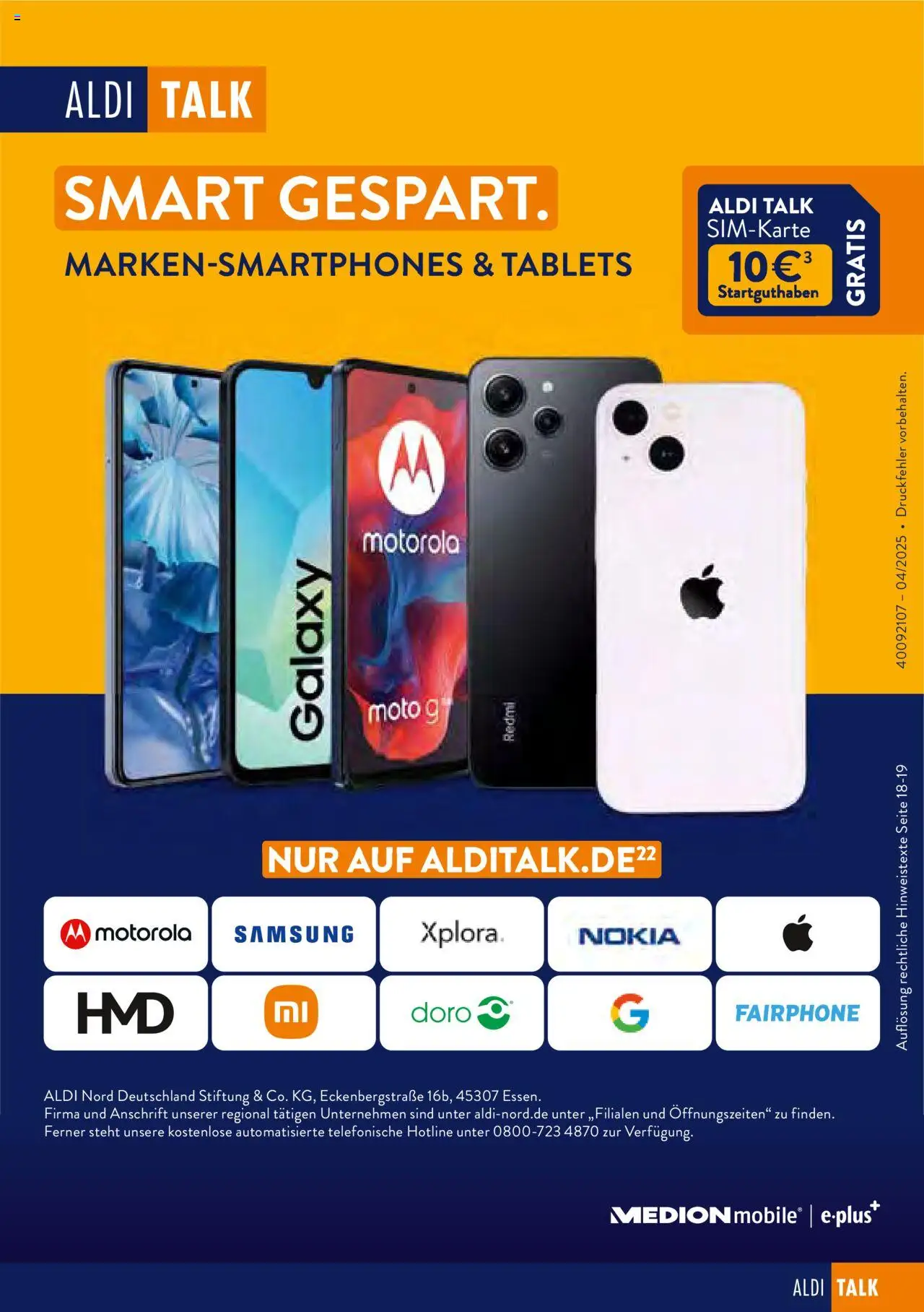 Aldi Talk - gültig ab dem 24.04.2025 | Seite: 20 | Produkte: Nokia, Samsung, Smartphones